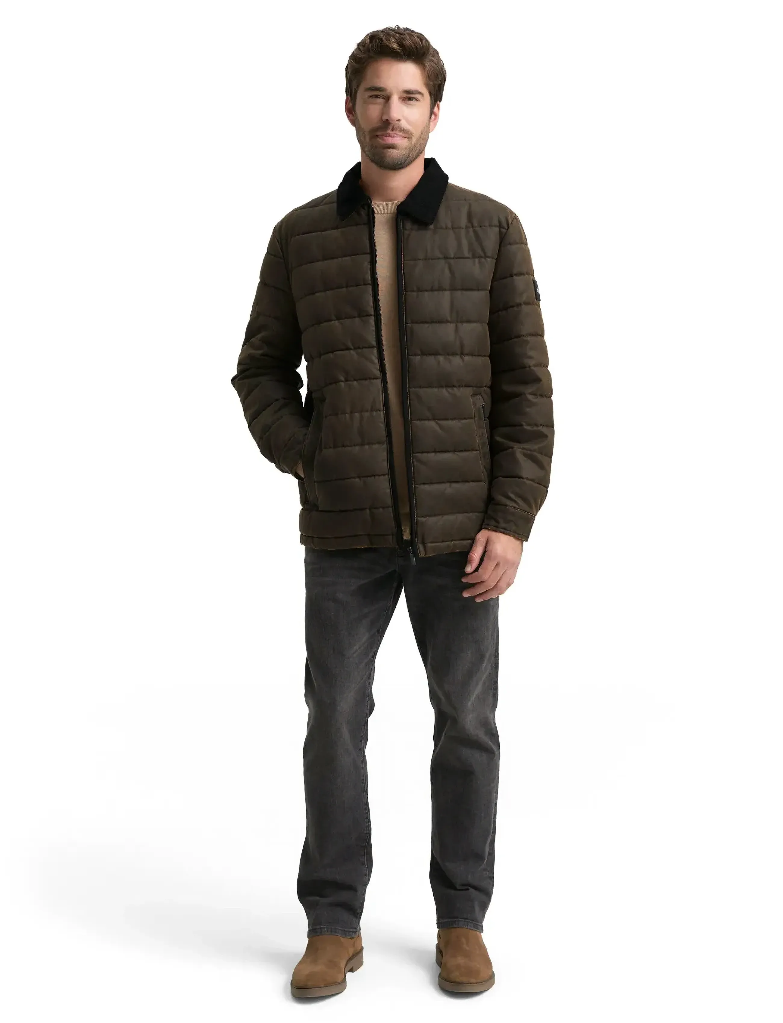 Tom Tailor midlayer coated overshirt - Overtøj - DARK BROWN MELANGE / brown