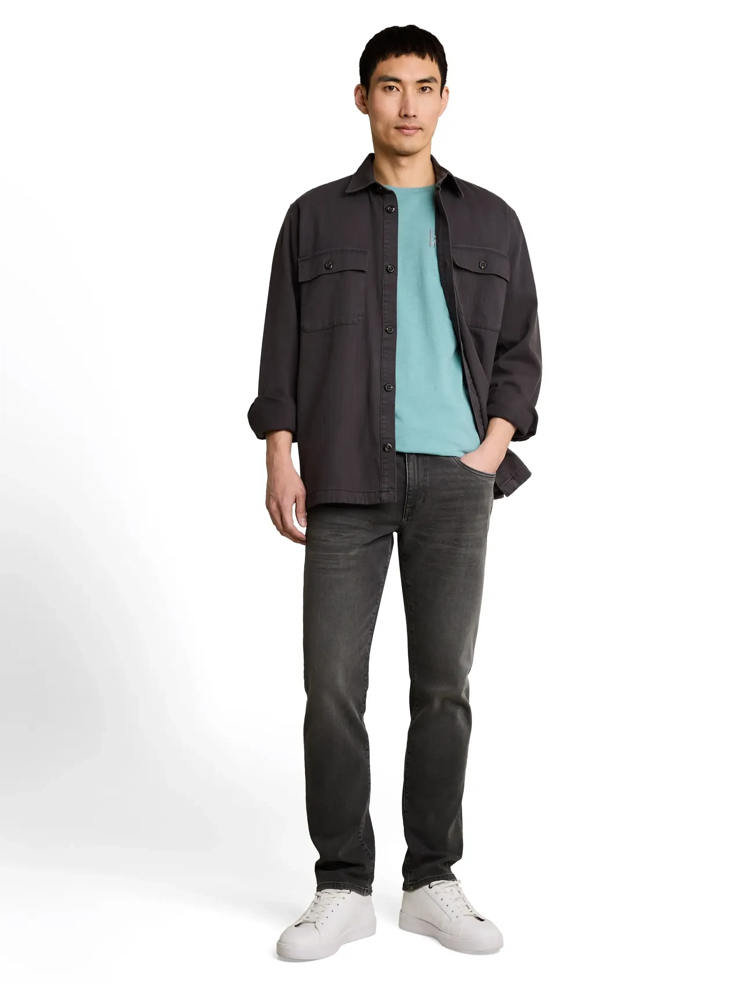 Tom Tailor TTMARVIN STRAIGHT - Regular jeans - USED DARK STONE GREY DENIM / grey