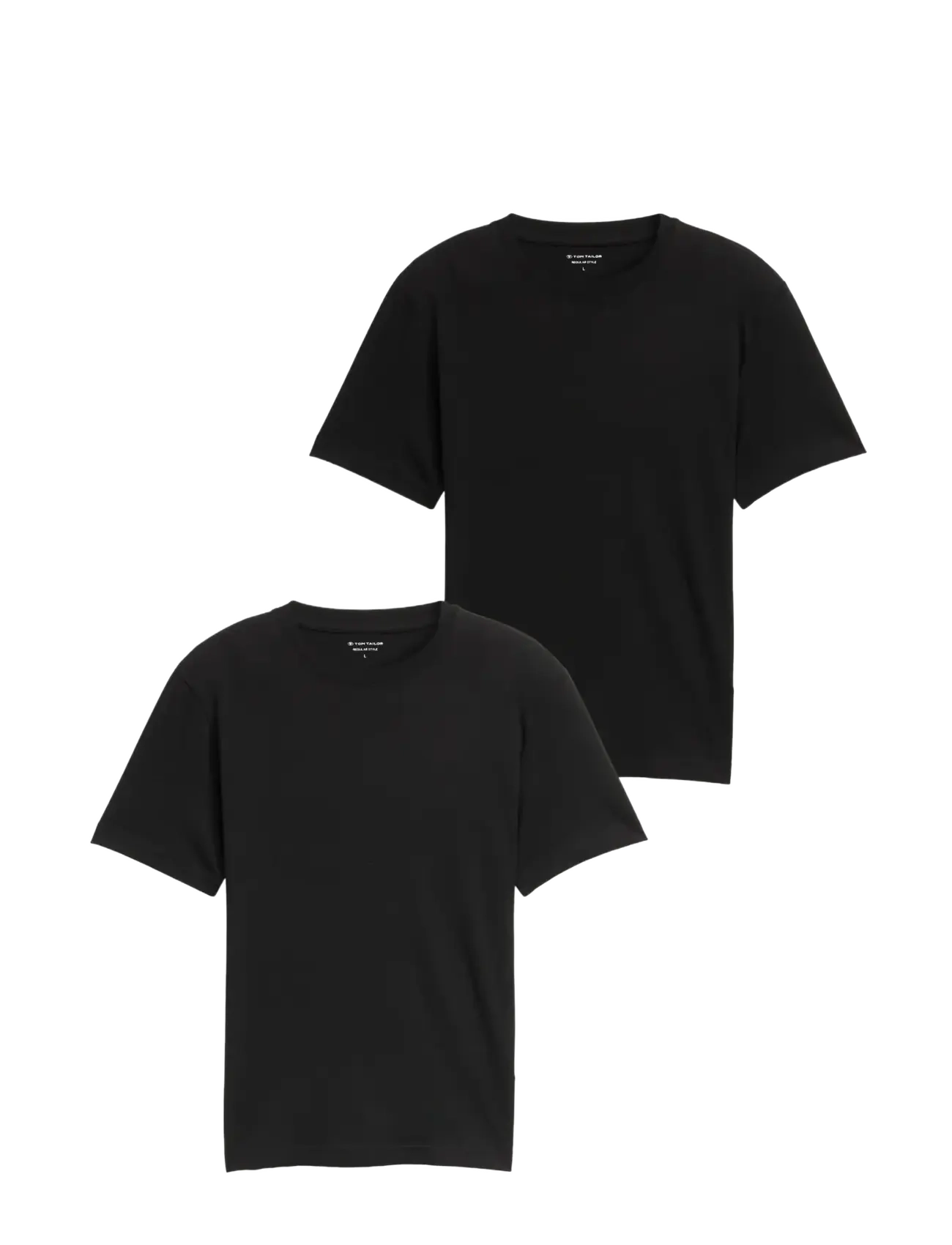 Tom Tailor double pack crew neck tee - T-särgid - BLACK / black
