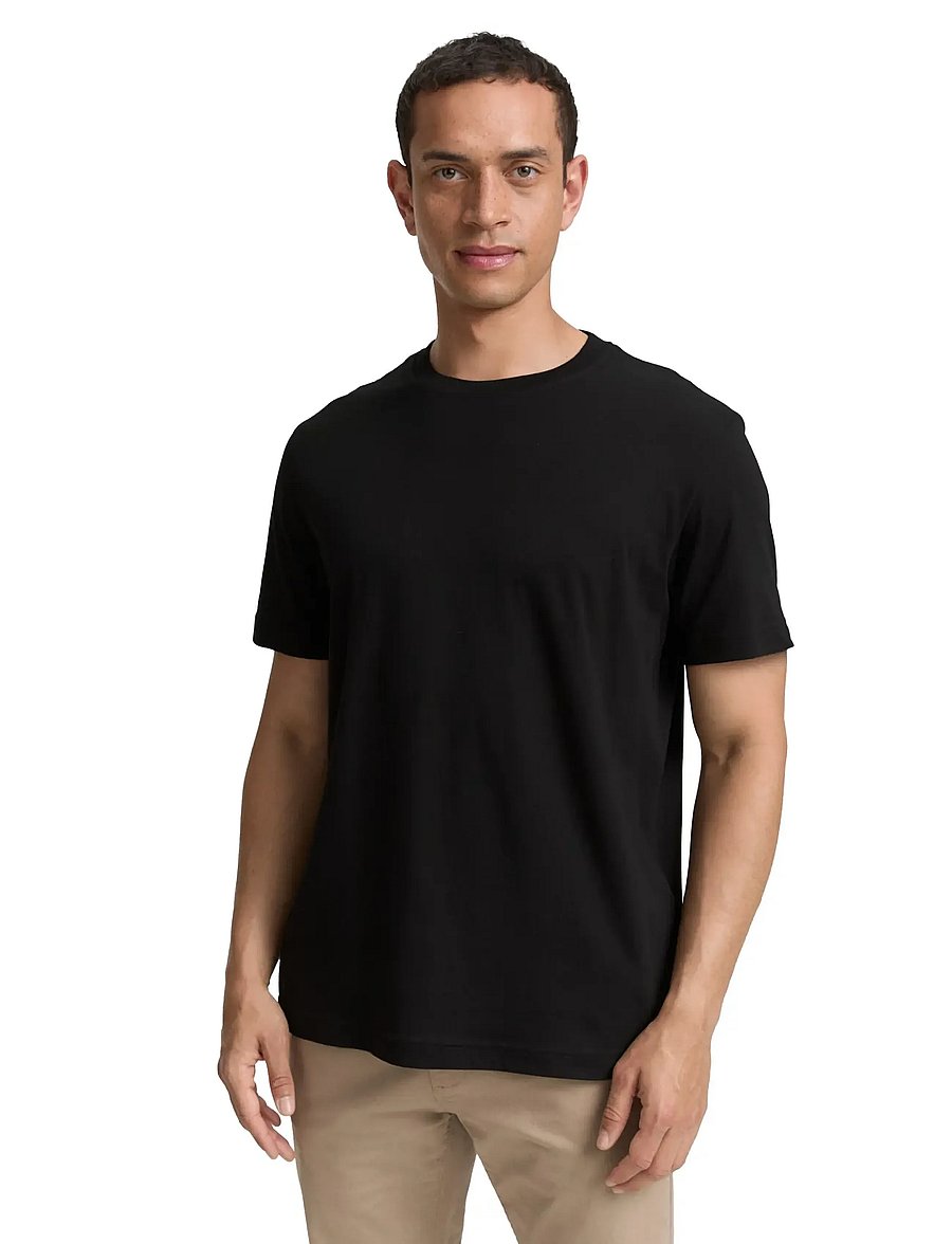 Tom Tailor - double pack crew neck tee - short-sleeved t-shirts - black - 3