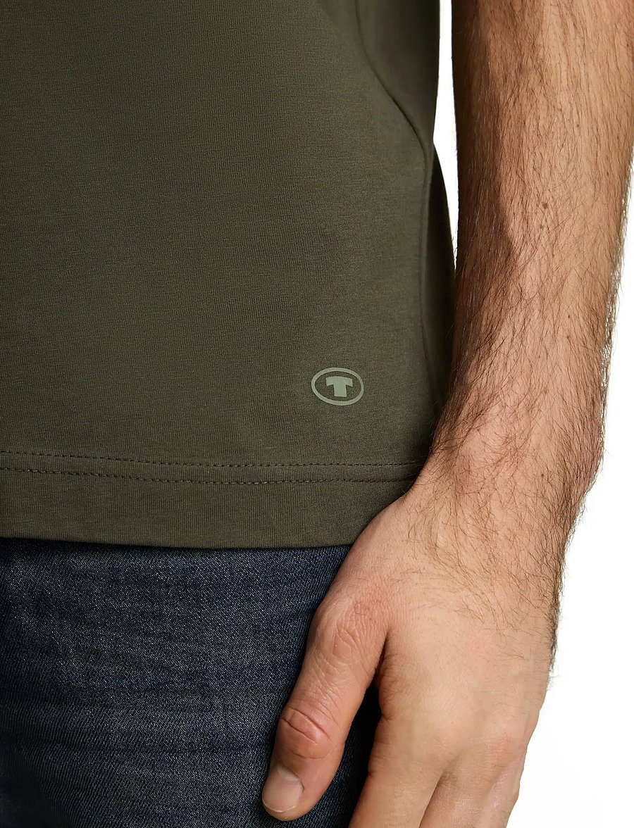 Tom Tailor - double pack crew neck tee - short-sleeved t-shirts - deep leaf green - 4