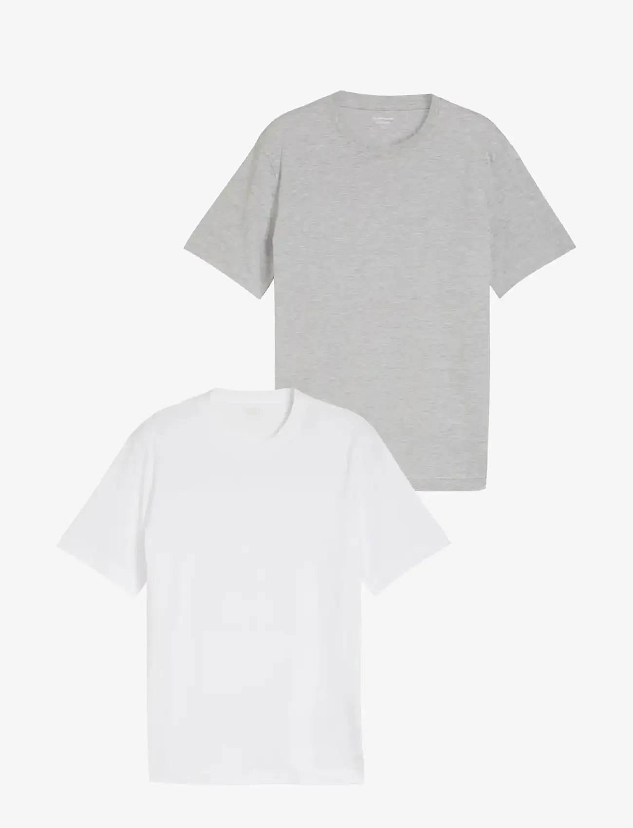 Tom Tailor - double pack crew neck tee - kortærmede t-shirts - light grey melange - 1