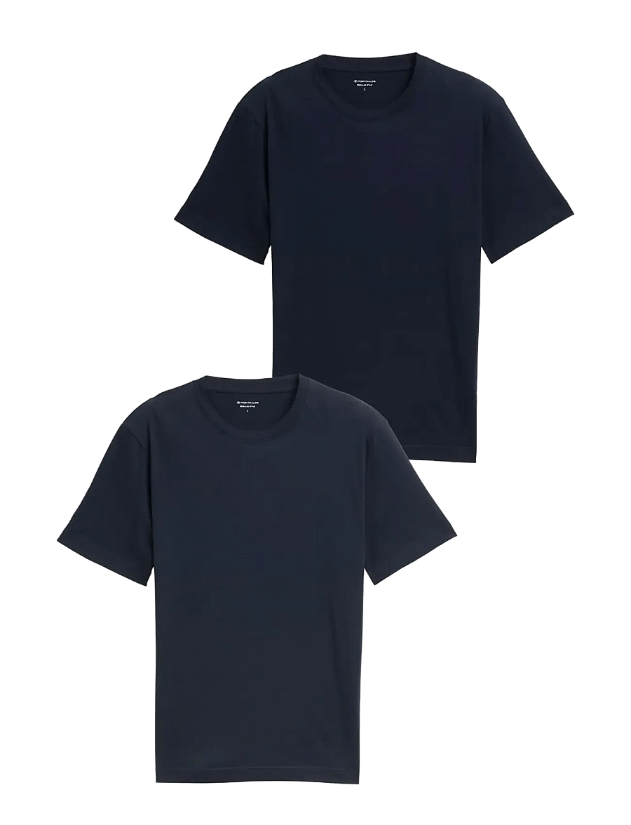 Tom Tailor - double pack crew neck tee - kurzärmelige t-shirts - sky captain blue - 1