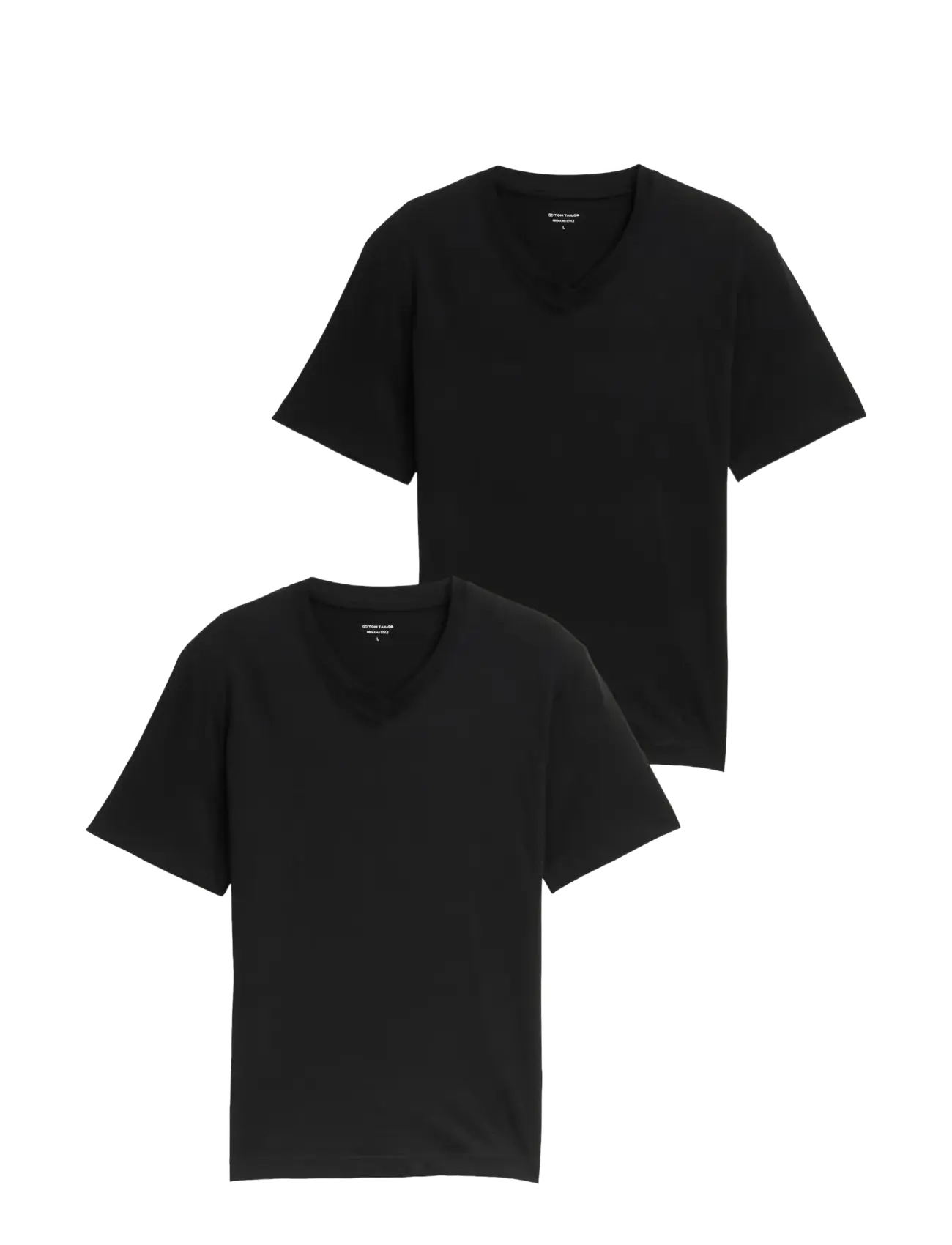 Tom Tailor double pack v-neck tee - T-shirts - BLACK / black