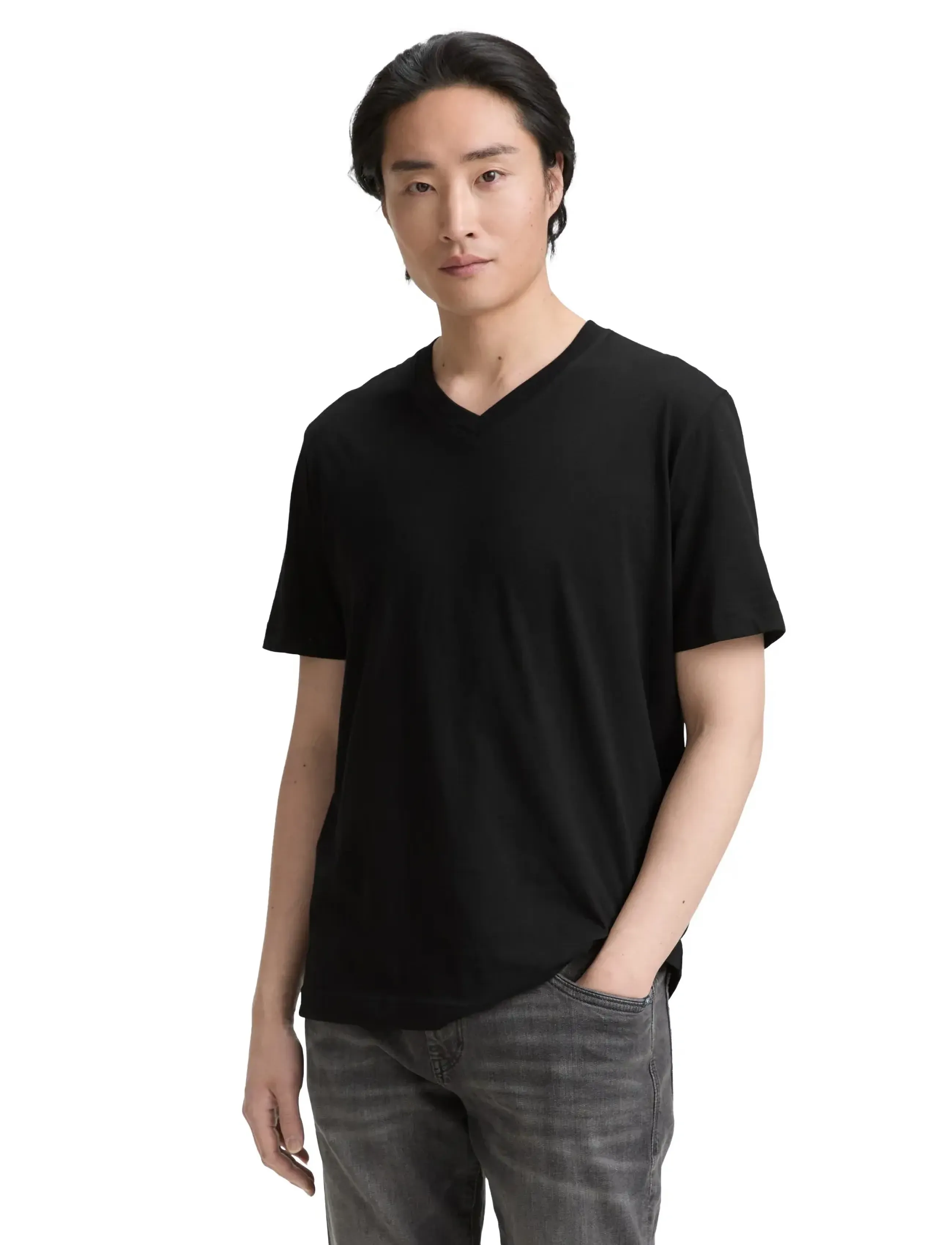 Tom Tailor - double pack v-neck tee - stuttermabolir með v-hálsmáli - black - 4