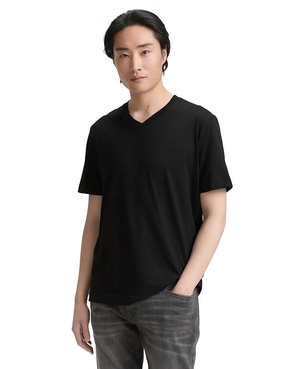 Tom Tailor - double pack v-neck tee - v-kaelusega t-särgid - black - 4