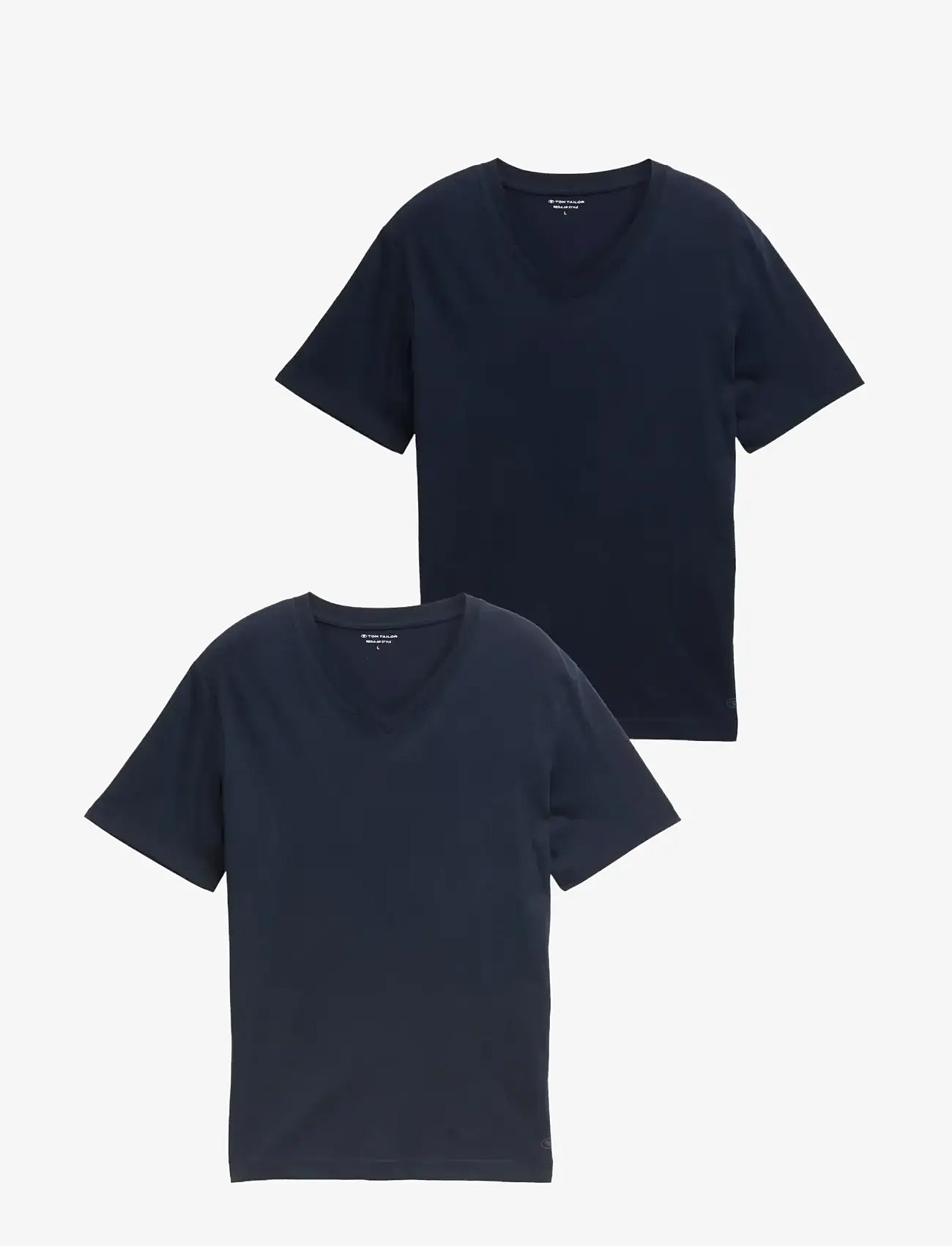 Tom Tailor - double pack v-neck tee - t-shirts mit v-ausschnitt - sky captain blue - 1