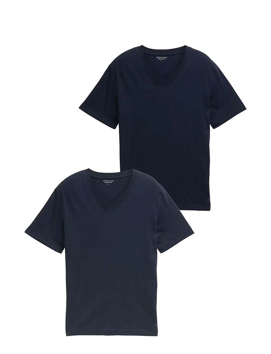 Tom Tailor - double pack v-neck tee - koszulki z dekoltem w serek - sky captain blue - 1