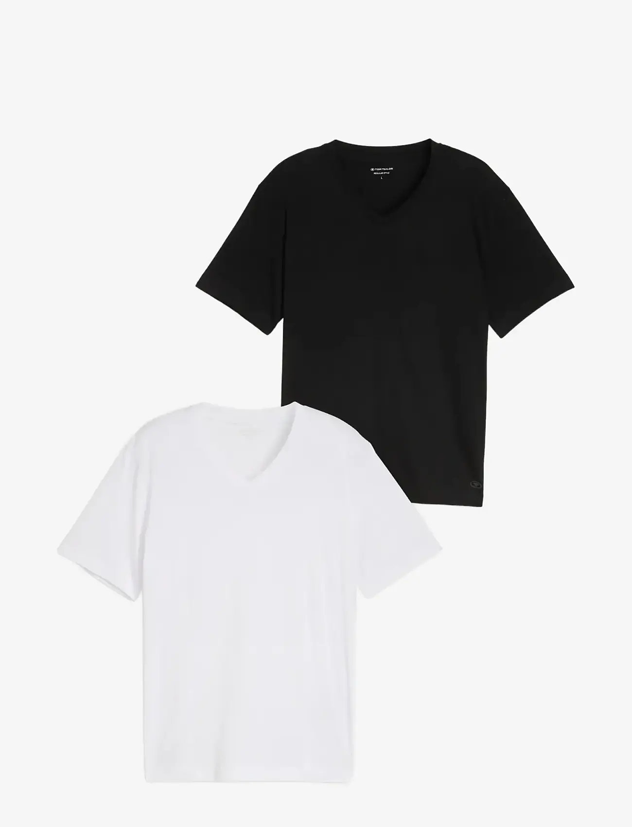 Tom Tailor - double pack v-neck tee - v-kaelusega t-särgid - white 2 - 0