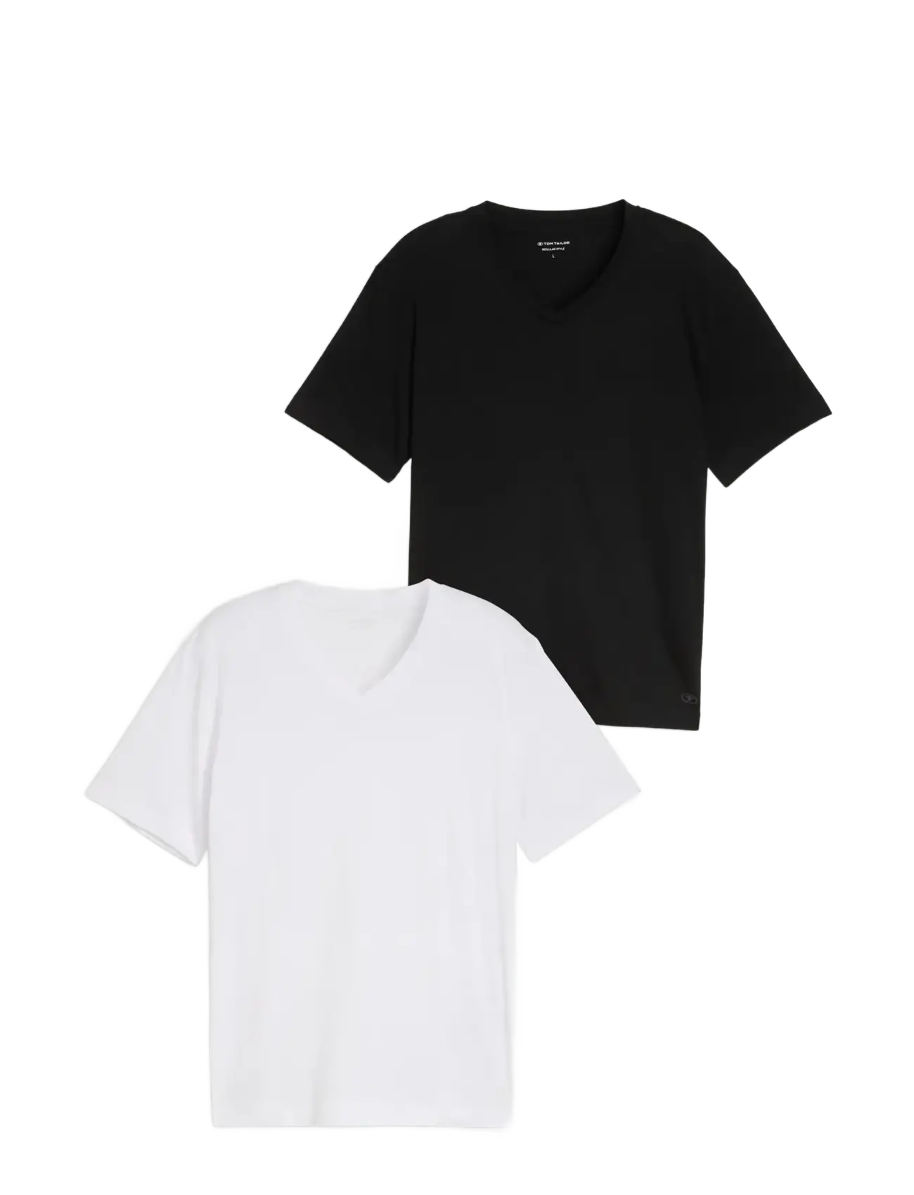 Tom Tailor double pack v-neck tee - T-Shirts mit V-Ausschnitt - WHITE 2 / black