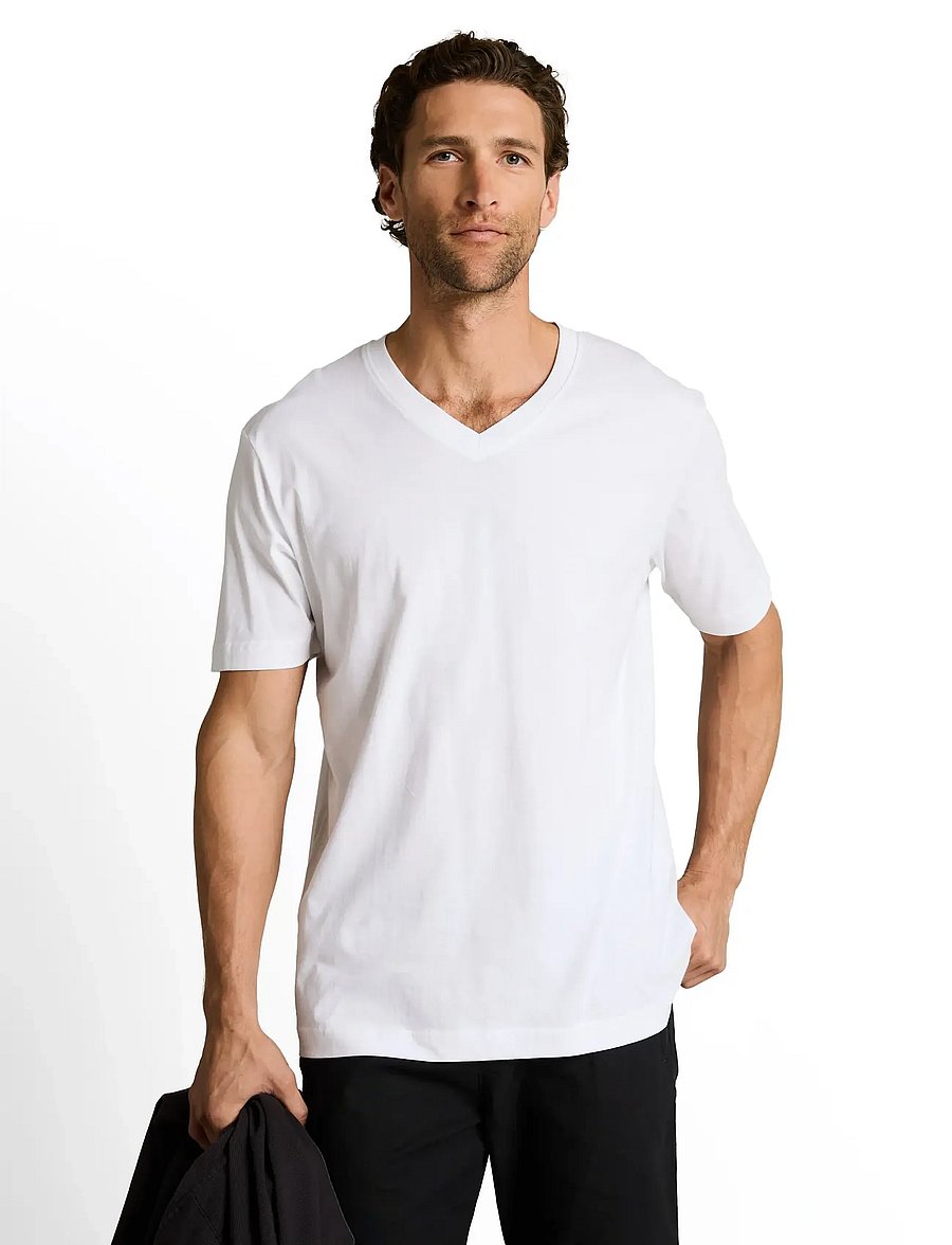 Tom Tailor - double pack v-neck tee - v-kaelusega t-särgid - white 2 - 2