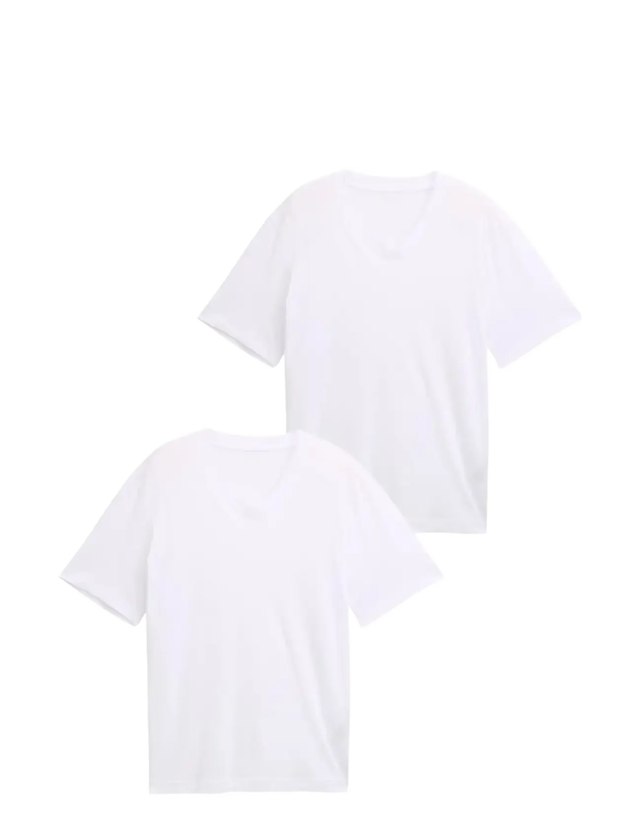 TOM TAILOR Double Pack V-Ausschnitt Tee Weiß - L - Herren