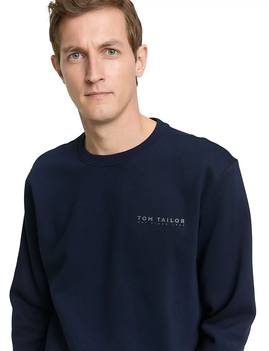 Tom Tailor - printed crew neck sweater - collections - sky captain blue - 3