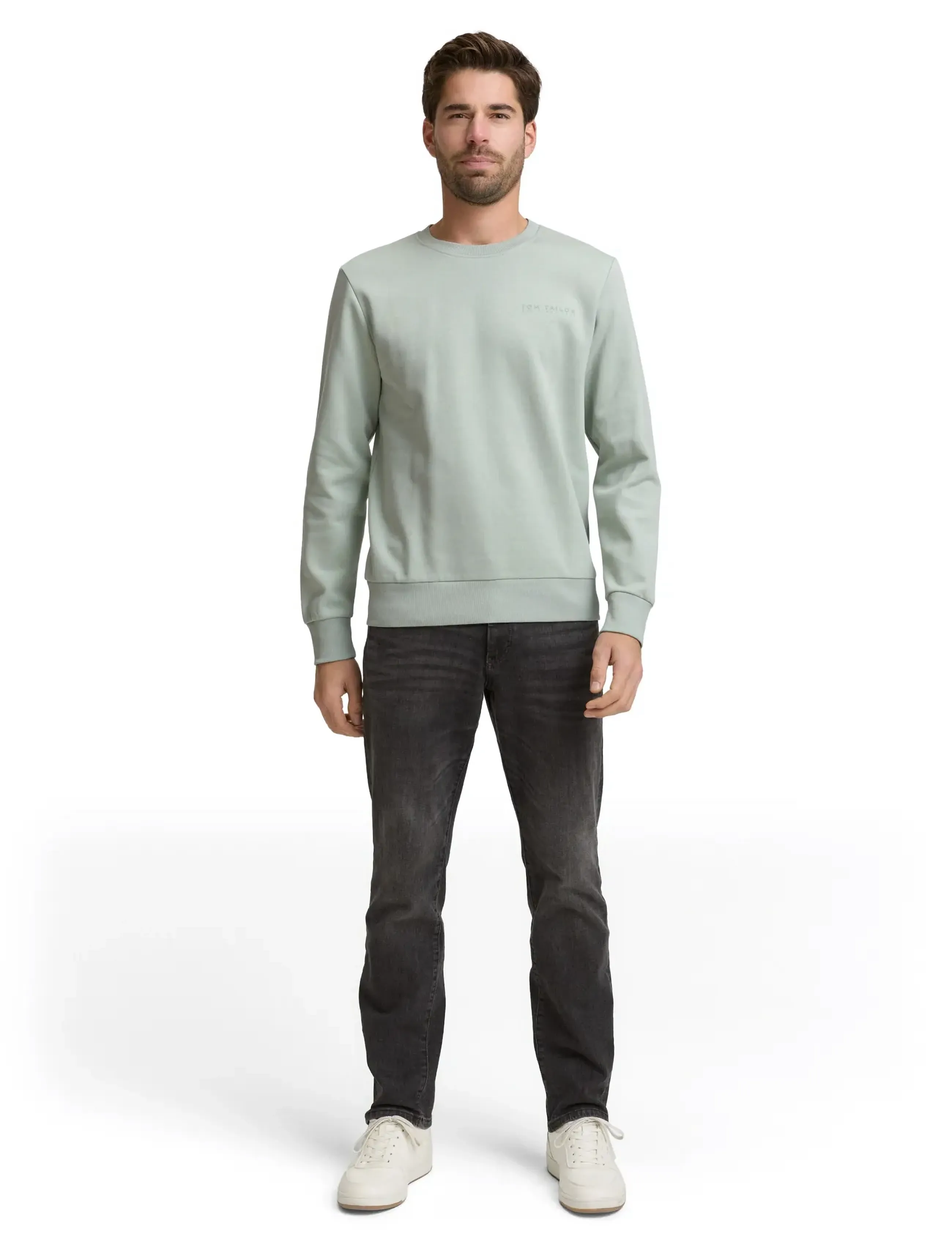 Tom Tailor printed crew neck sweater - Sweatshirts - SOFT GREYISH GREEN / green