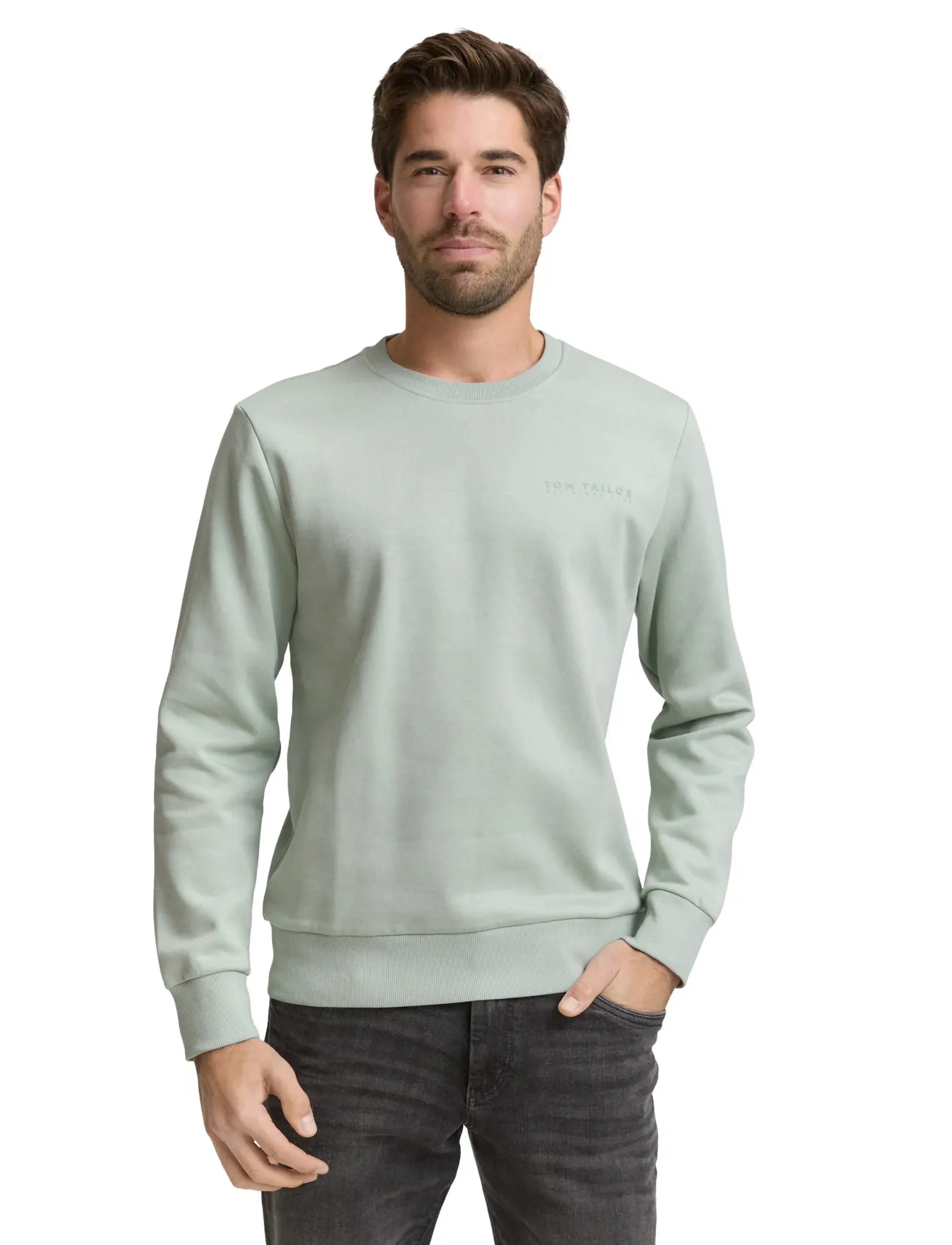 Tom Tailor - printed crew neck sweater - die niedrigsten preise - soft greyish green - 3