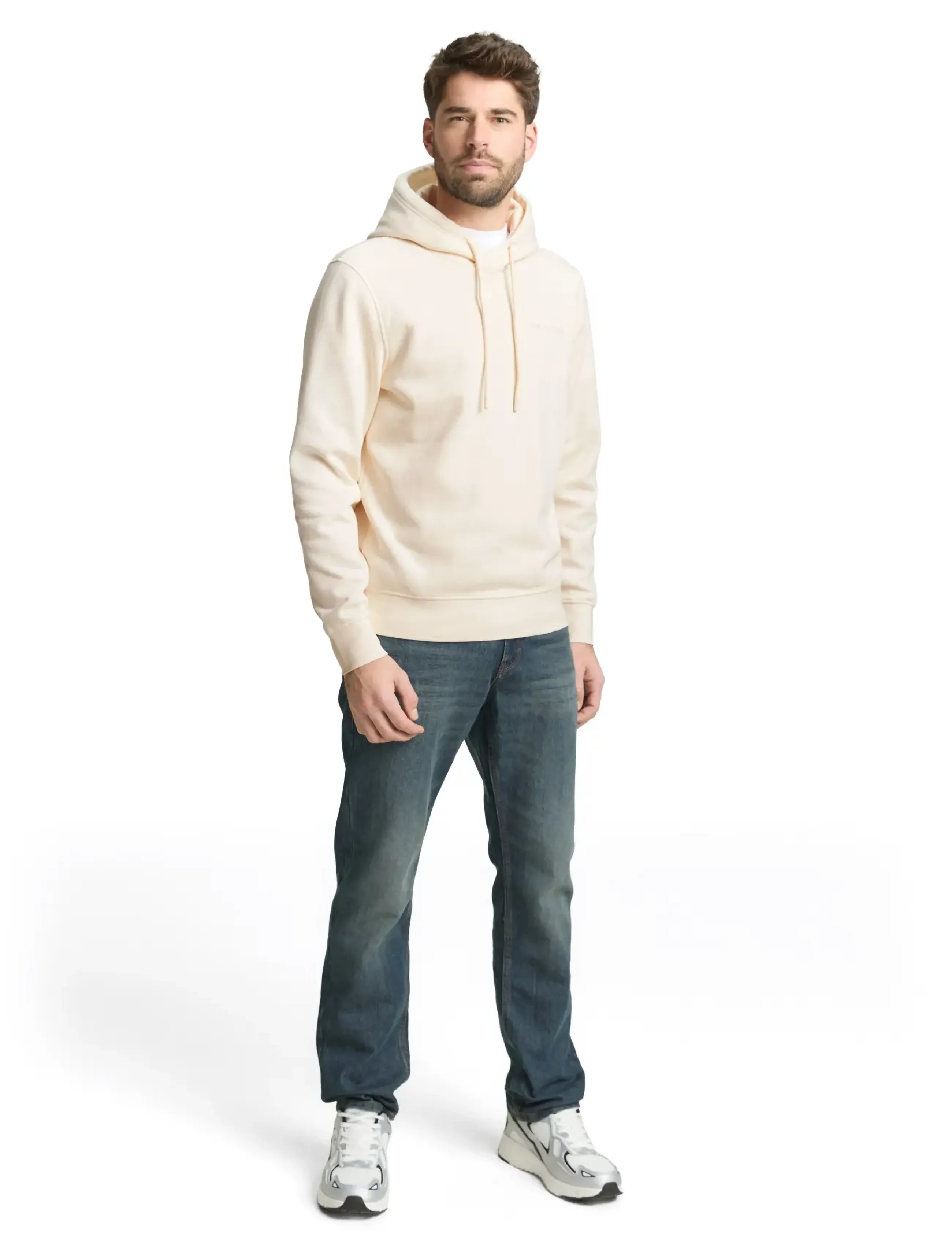 Tom Tailor Basic Hoodie, Mænd, Basic Hættetrøje, Cream, Str: XL