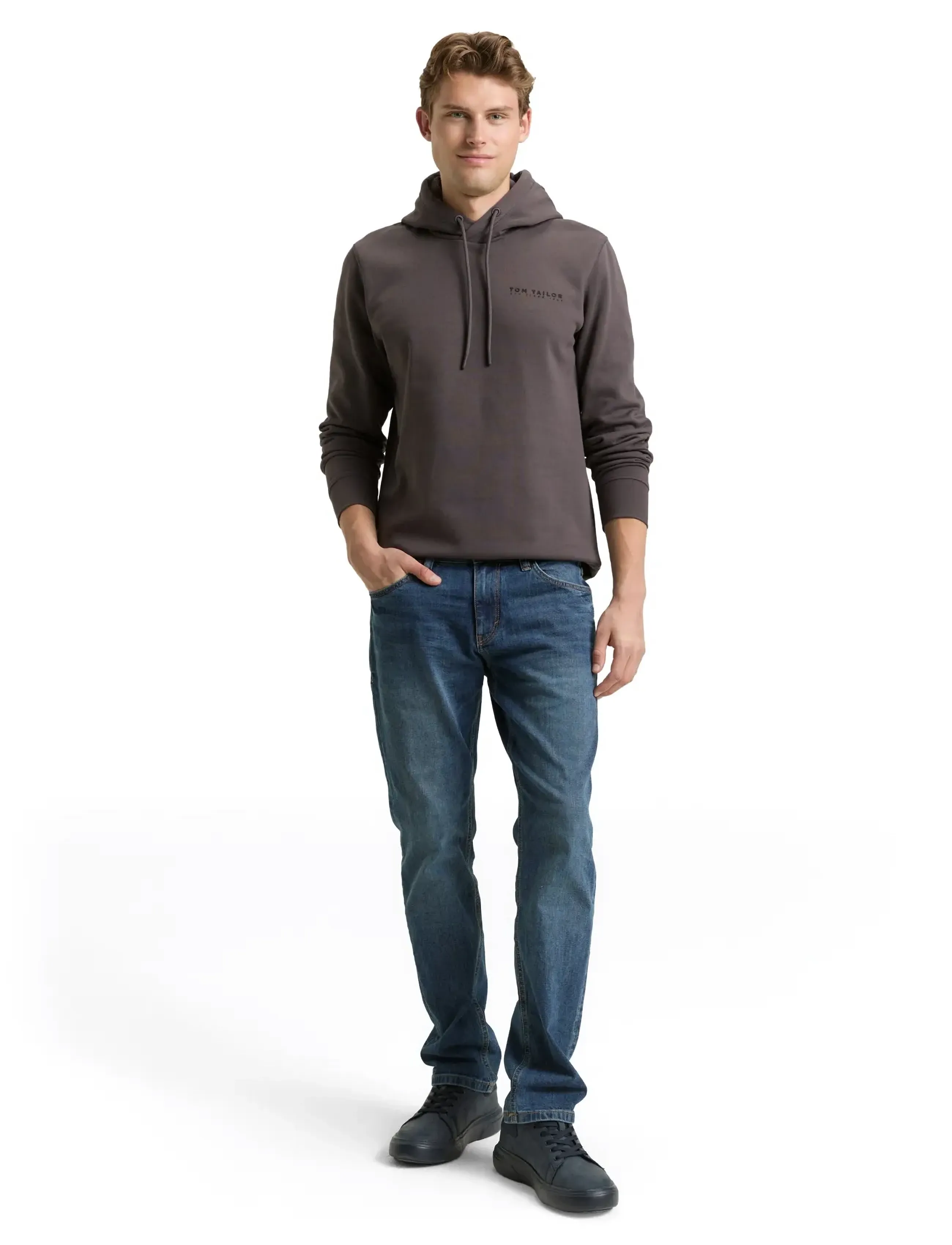 Tom Tailor Basic Hoodie, Mænd, Basic Hættetrøje, Grå, Str: L