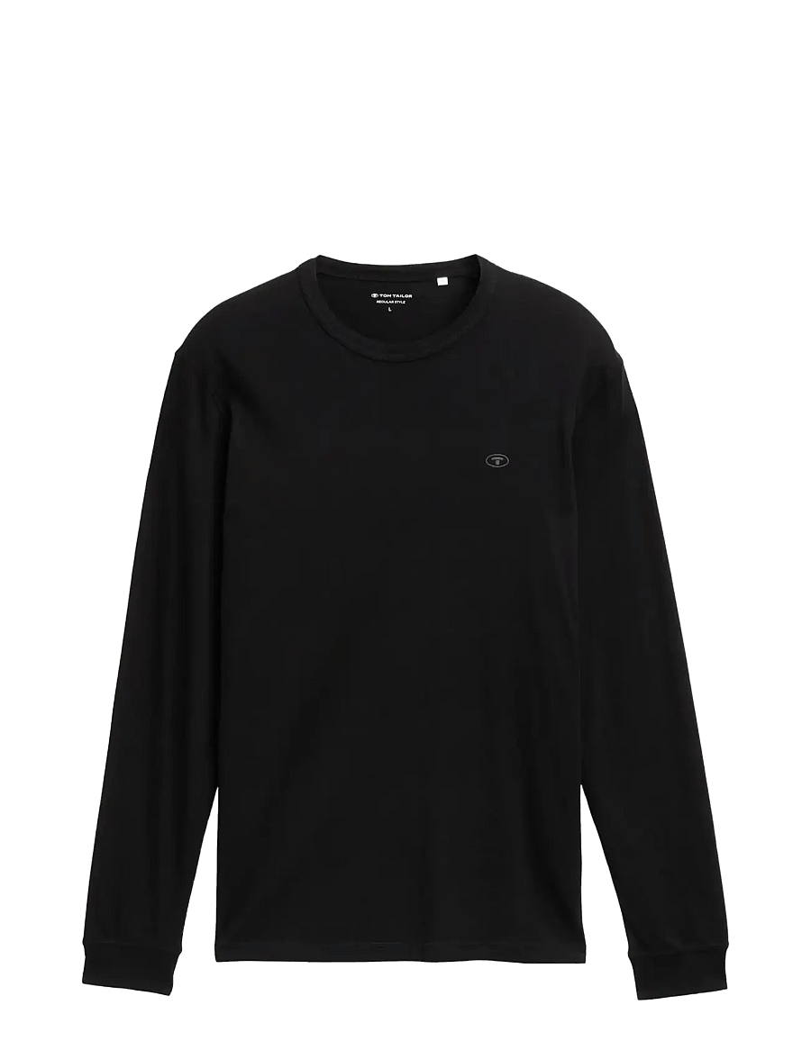 Tom Tailor - basic longsleeve - långärmade t-shirts - black - 1