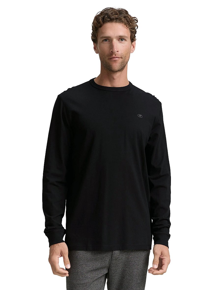 Tom Tailor - basic longsleeve - långärmade t-shirts - black - 3