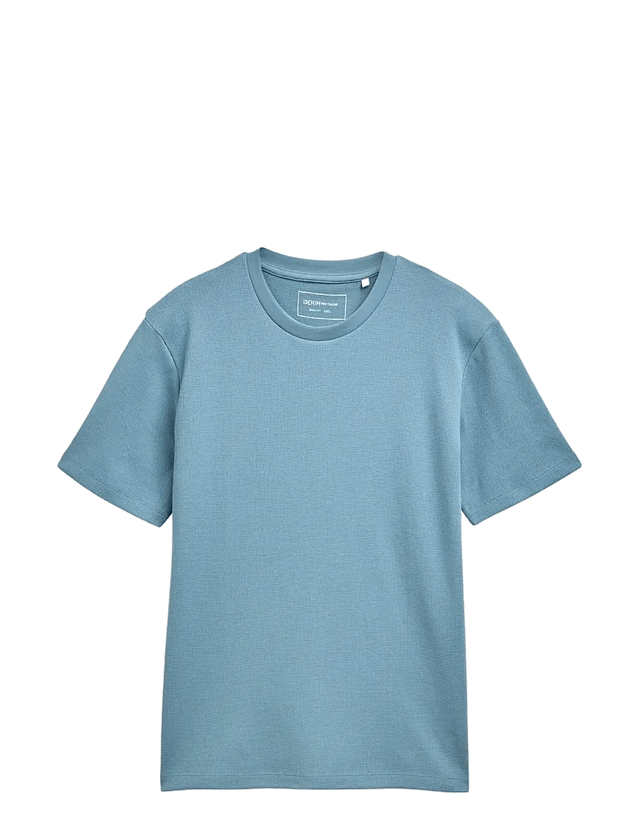 Tom Tailor - structured t-shirt - lyhythihaiset - citadel blue - 1