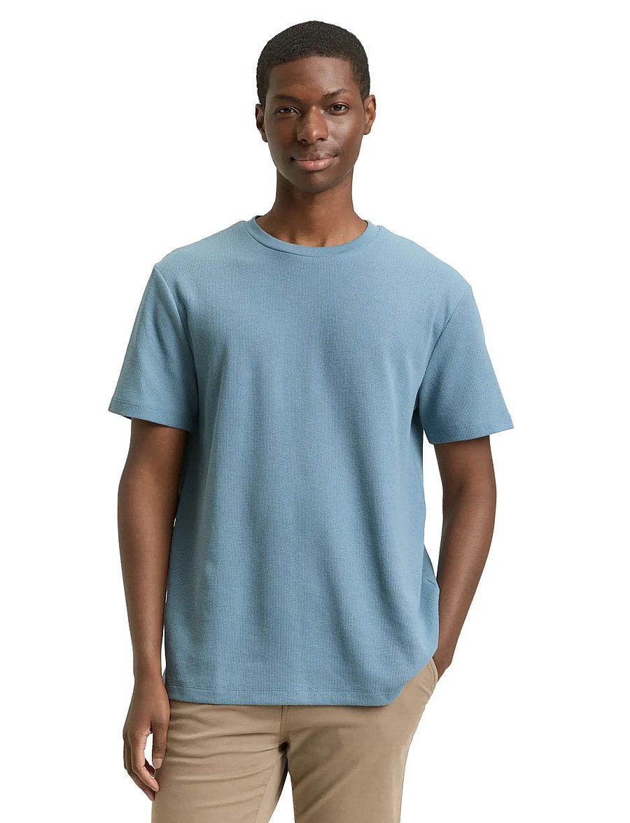 Tom Tailor - structured t-shirt - lyhythihaiset - citadel blue - 4