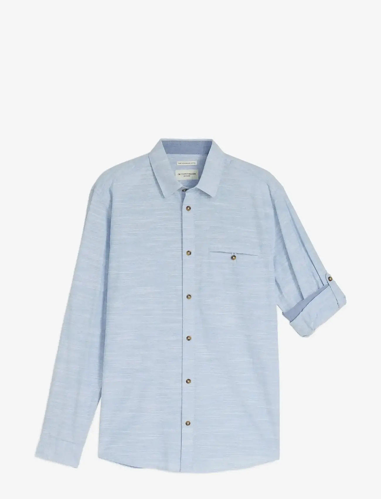 Tom Tailor - structured shirt - laveste priser - blue petrol structure - 1