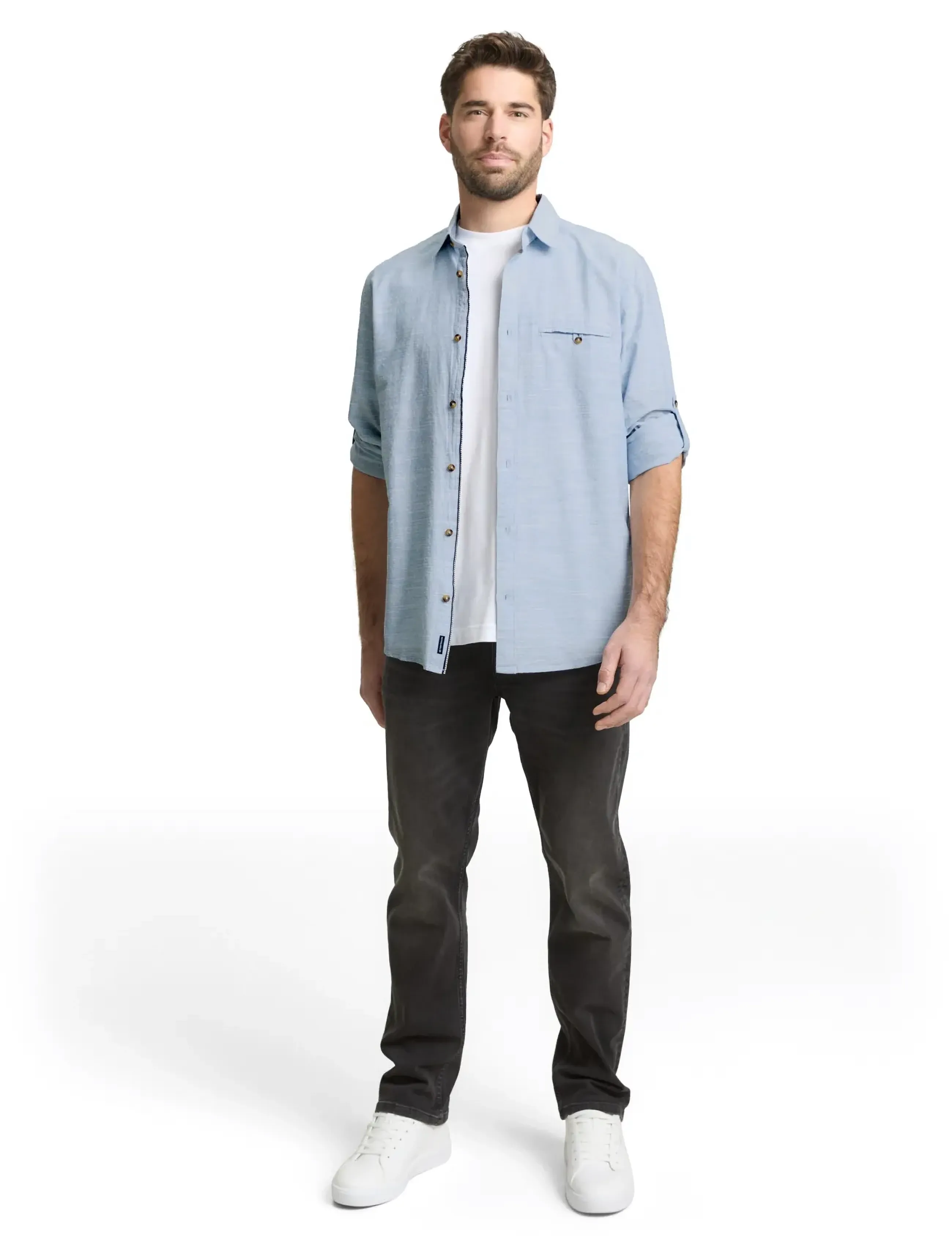 Tom Tailor structured shirt - Uus - BLUE PETROL STRUCTURE / blue