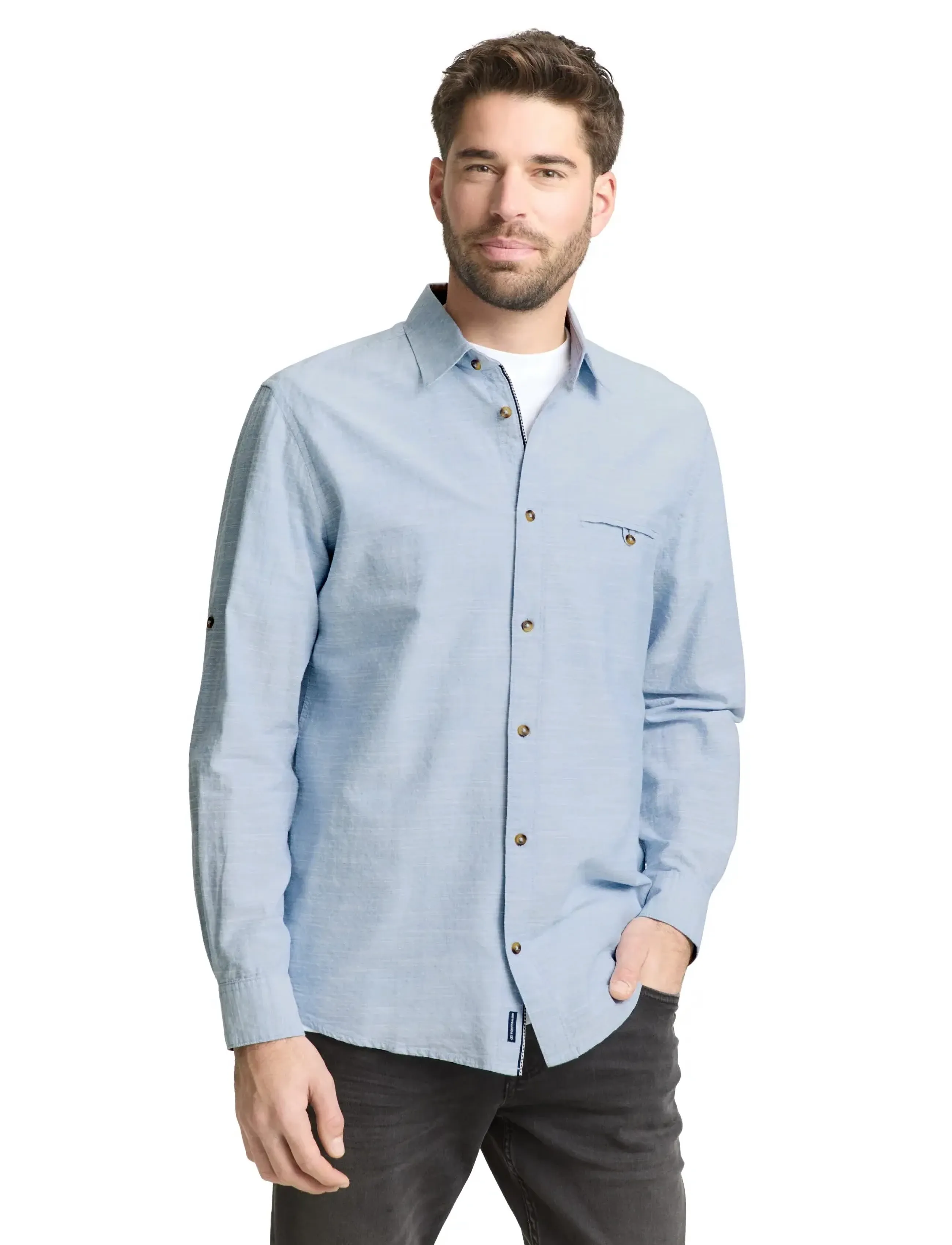 Tom Tailor - structured shirt - casual shirts - blue petrol structure - 3