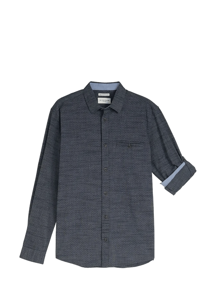 Tom Tailor - structured shirt - casual skjorter - navy blue structure - 1