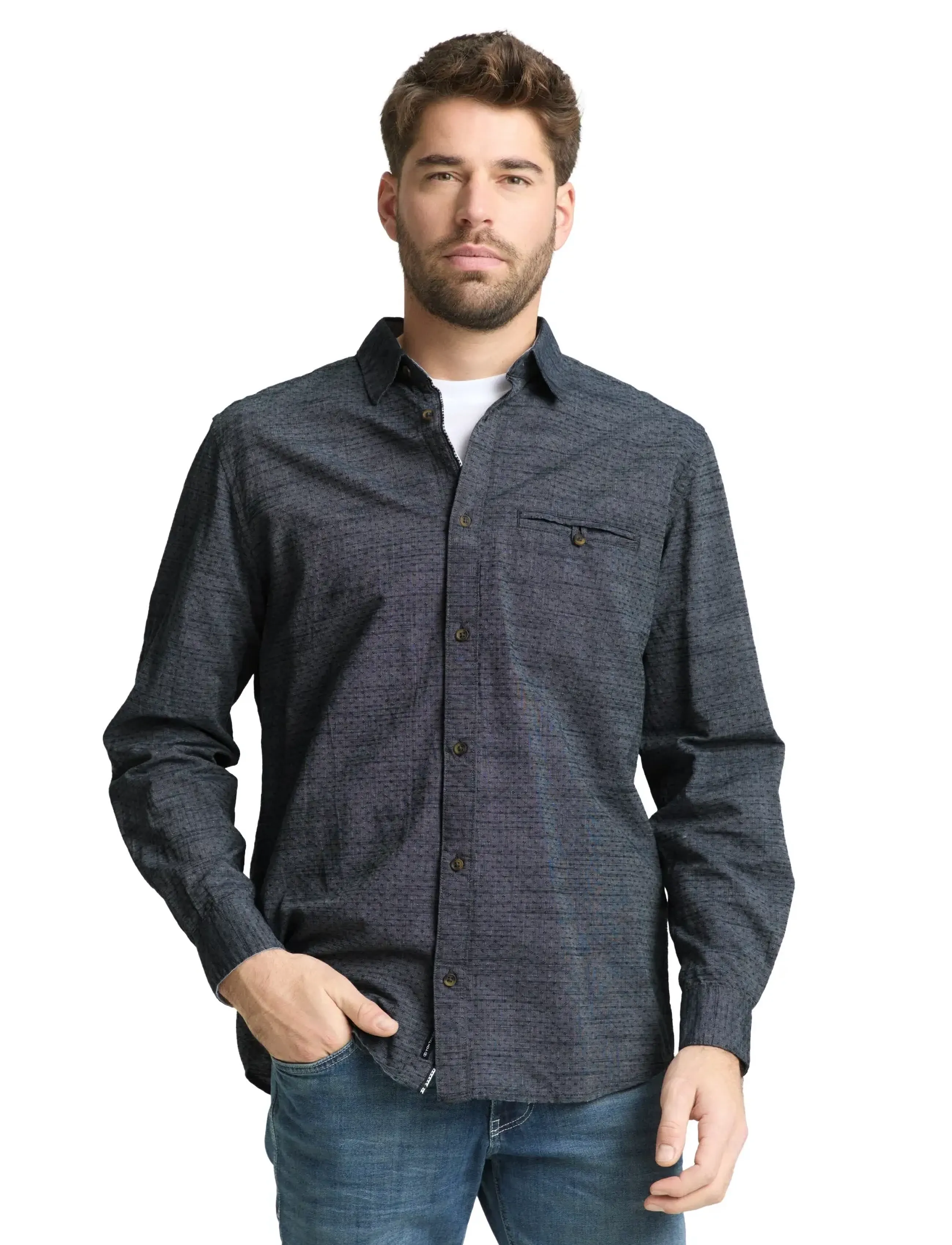Tom Tailor - structured shirt - casual shirts - navy blue structure - 4