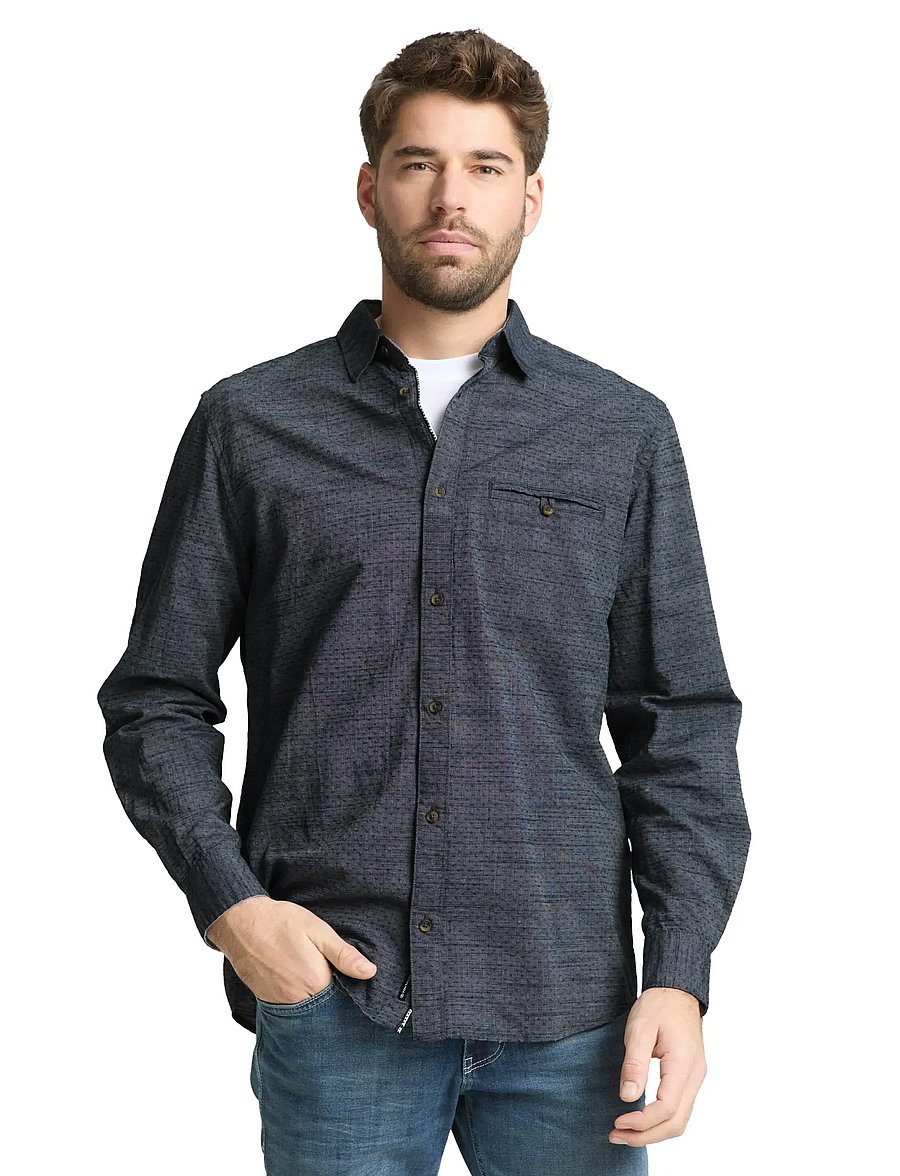 Tom Tailor - structured shirt - casual skjorter - navy blue structure - 4