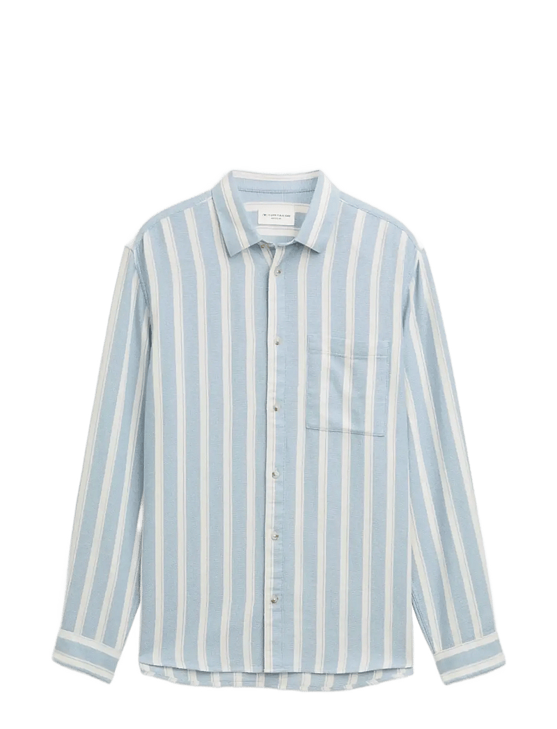Tom Tailor - structured striped shirt - gestreifte hemden - mountain blue big stripe - 1