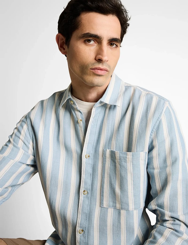 Tom Tailor - structured striped shirt - gestreifte hemden - mountain blue big stripe - 3