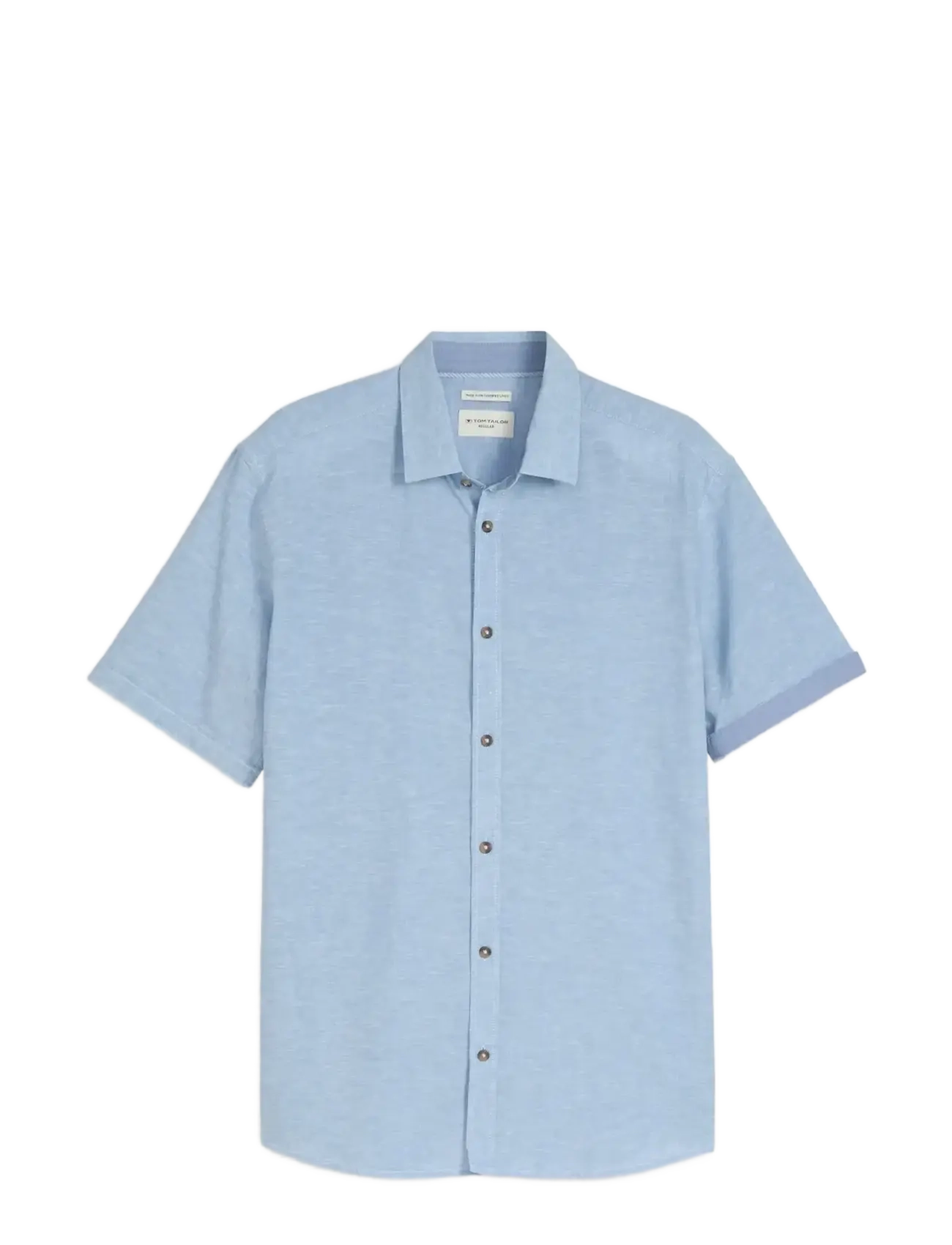 Tom Tailor cotton linen shirt - TOM TAILOR - BLEECHED BLUE CHAMBRAY / blue