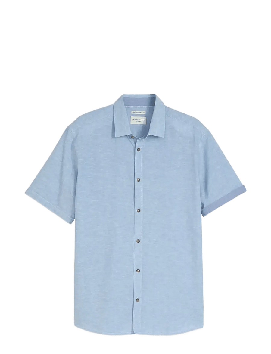 Tom Tailor - cotton linen shirt - leinenhemden - bleeched blue chambray - 1