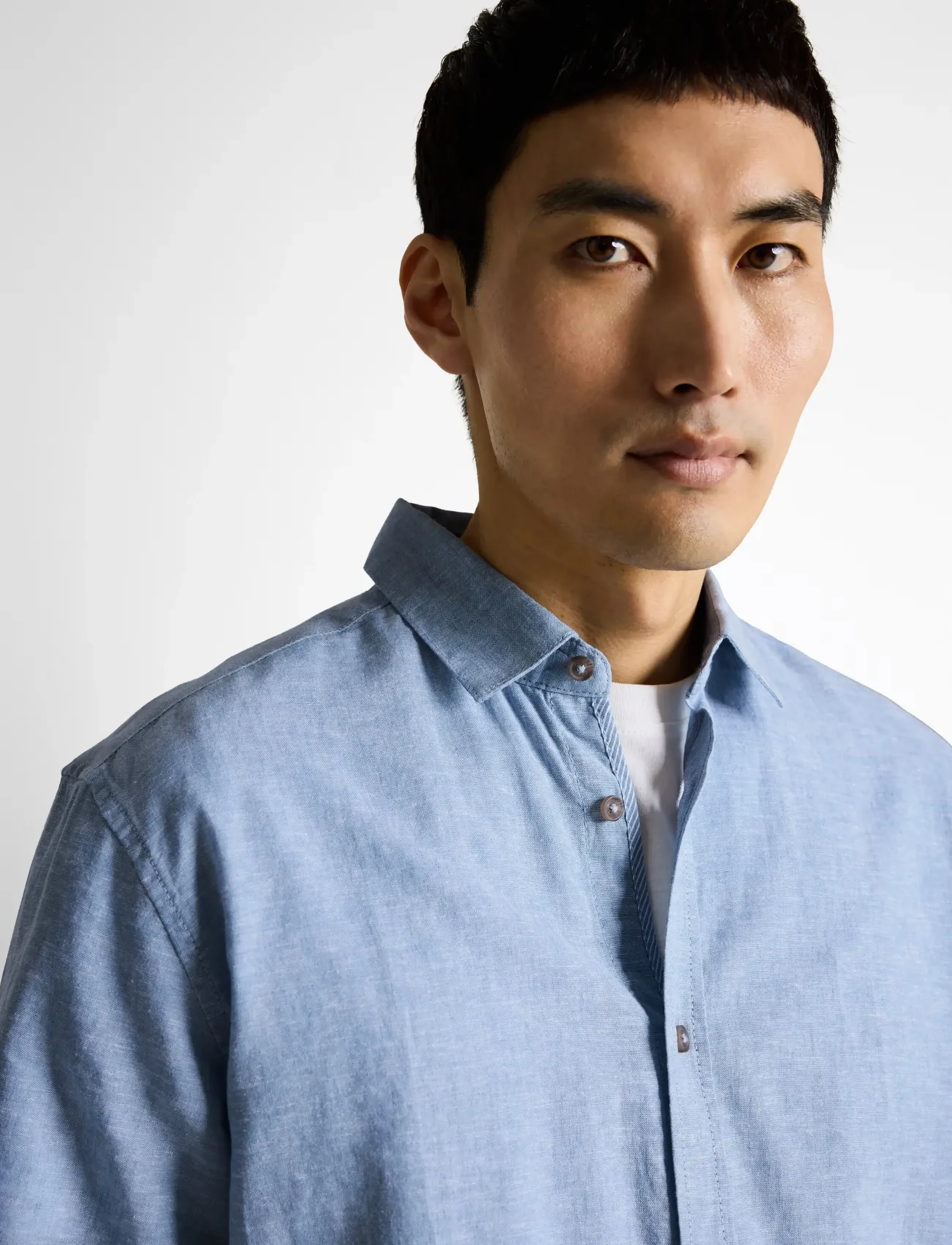 Tom Tailor - cotton linen shirt - leinenhemden - bleeched blue chambray - 3