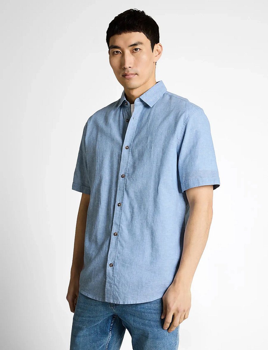 Tom Tailor - cotton linen shirt - leinenhemden - bleeched blue chambray - 4