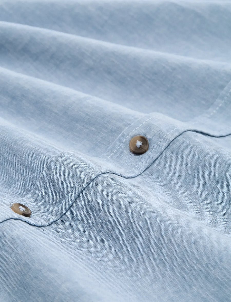 Tom Tailor - cotton linen shirt - leinenhemden - bleeched blue chambray - 5