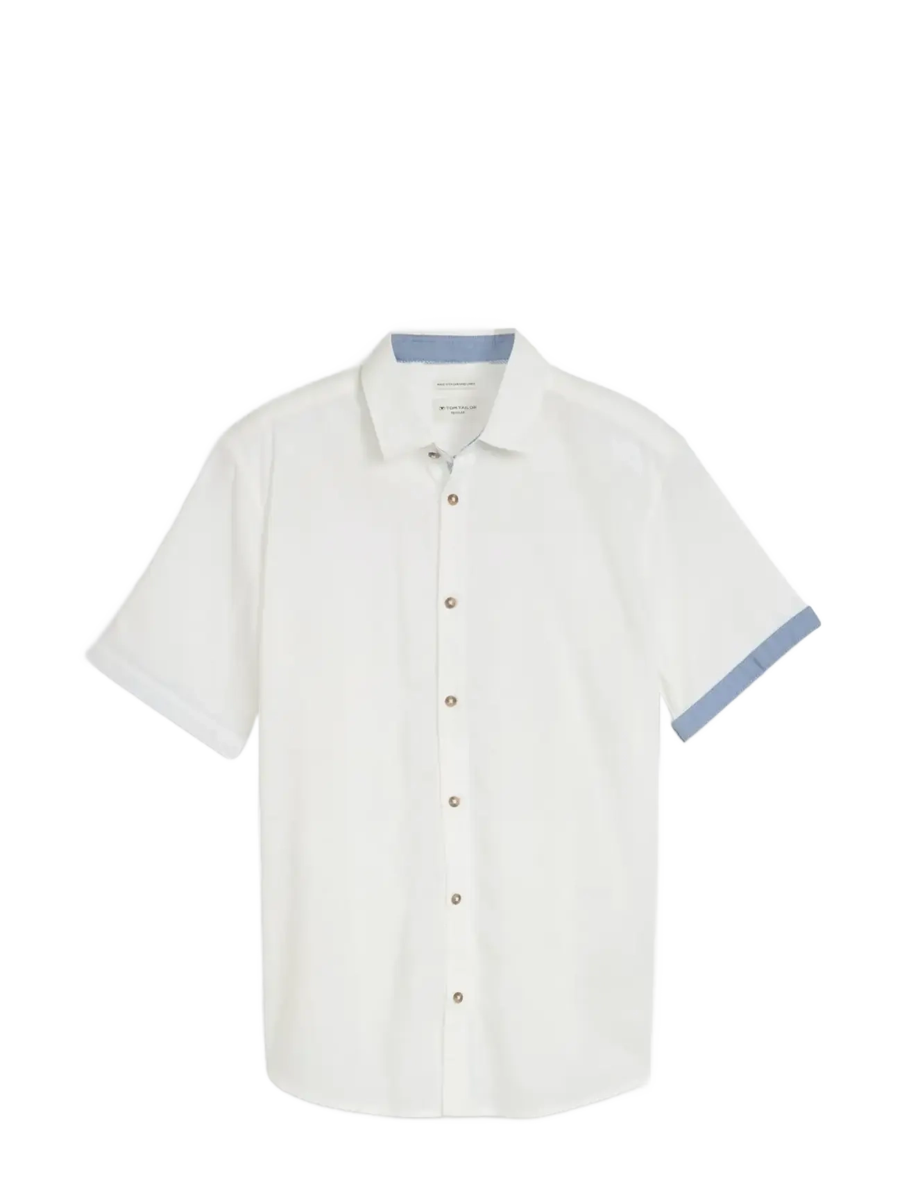 Tom Tailor cotton linen shirt - TOM TAILOR - WHITE / blue