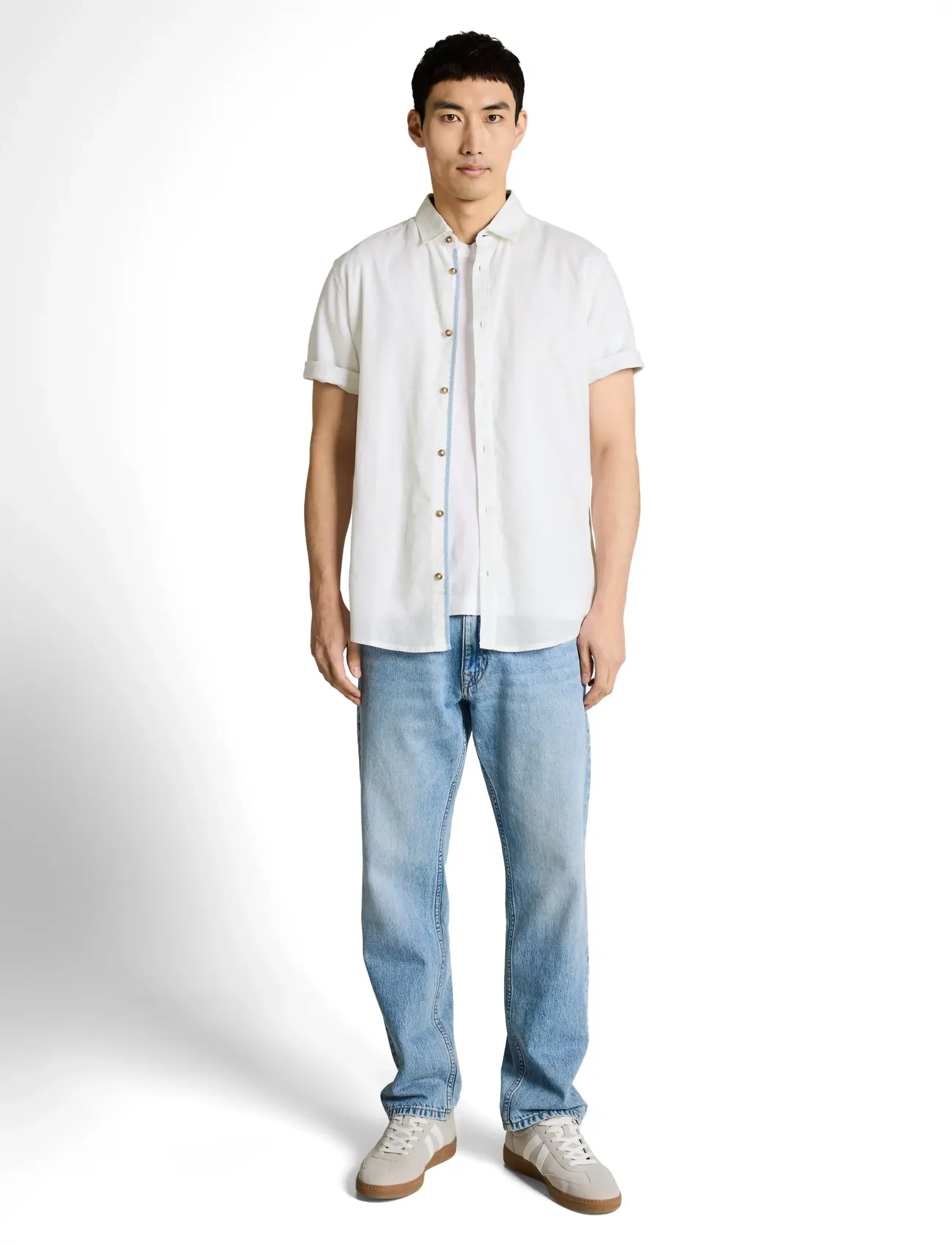 Tom Tailor Cotton Linen Shirt, L, Shirts, Blau - Casual Männerswear