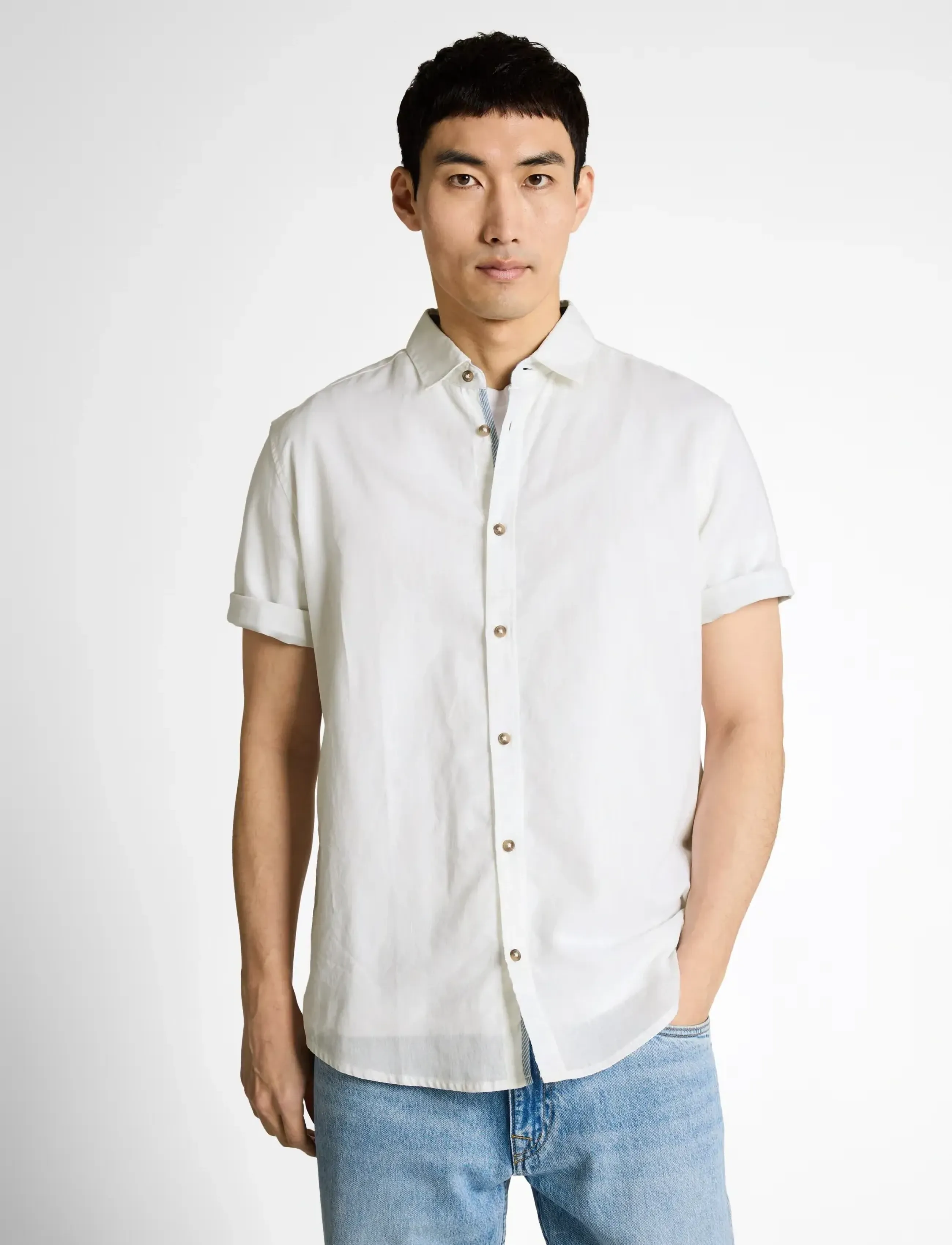 Tom Tailor - cotton linen shirt - laveste priser - white - 3