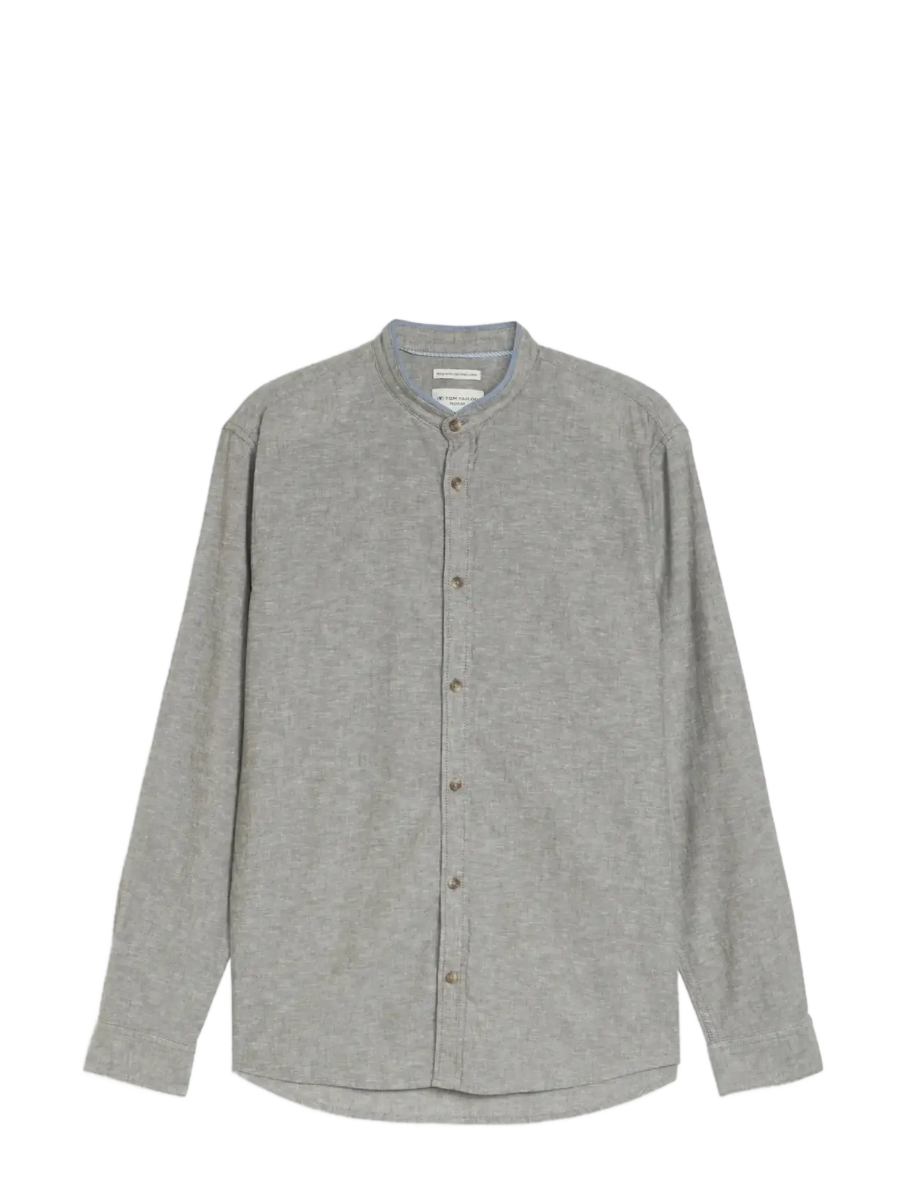 Tom Tailor cotton linen shirt - Skjorter - FADED LEAF GREEN CHAMBRAY / grey