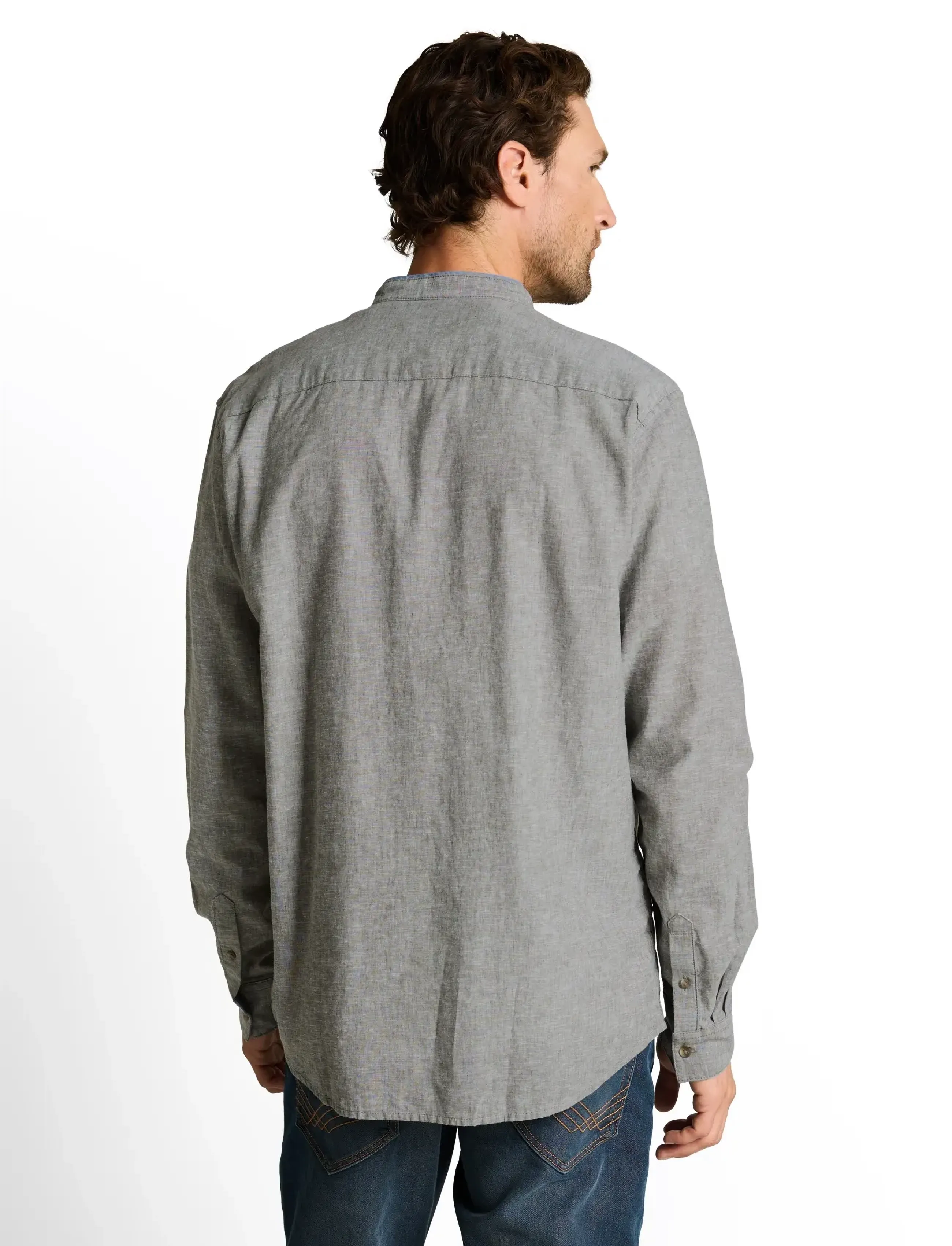 Tom Tailor - cotton linen shirt - leinenhemden - faded leaf green chambray - 2
