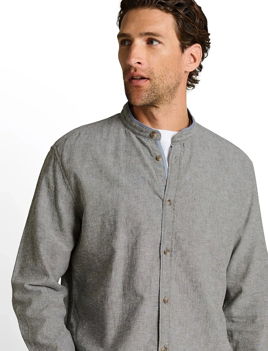 Tom Tailor - cotton linen shirt - linased särgid - faded leaf green chambray - 4