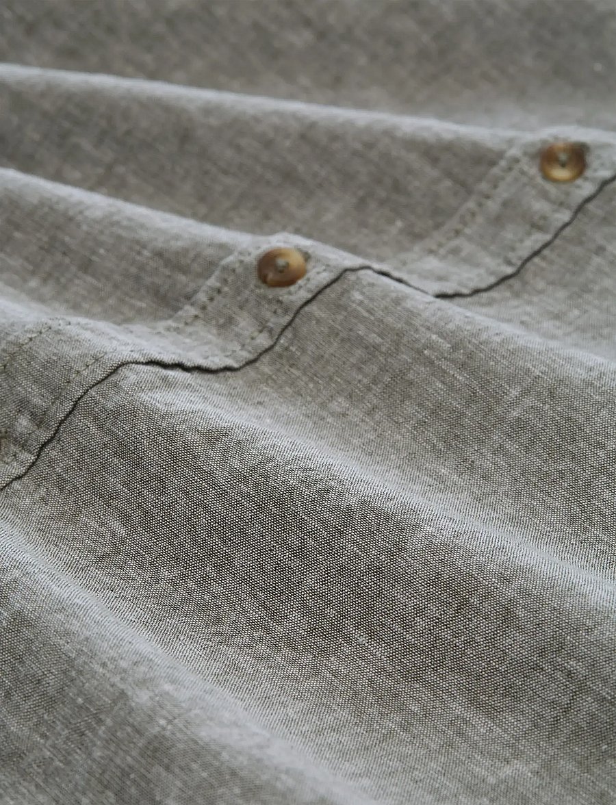 Tom Tailor - cotton linen shirt - linased särgid - faded leaf green chambray - 5