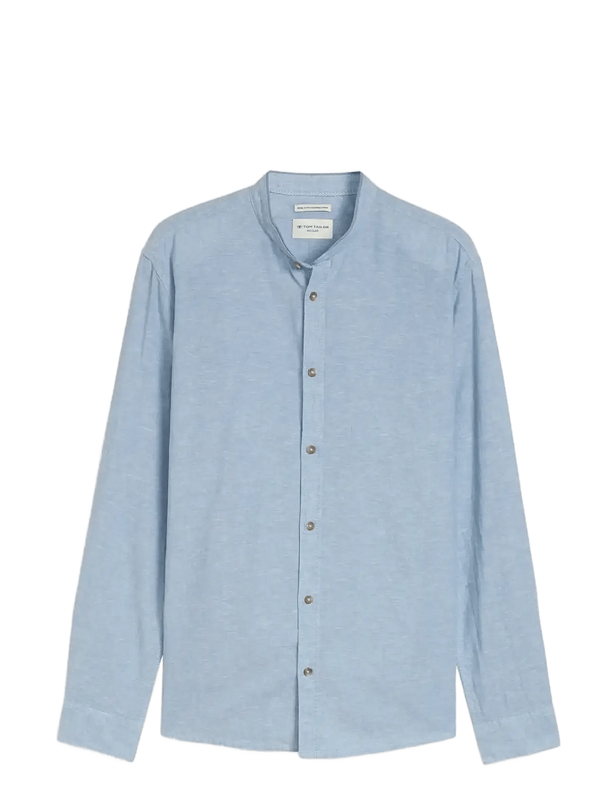 Tom Tailor - cotton linen shirt - linen shirts - bleeched blue chambray - 1