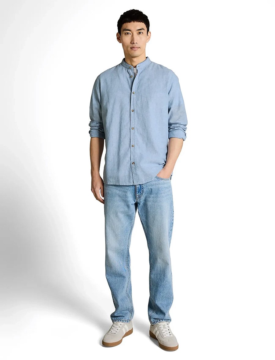 Tom Tailor - cotton linen shirt - linen shirts - bleeched blue chambray - 0
