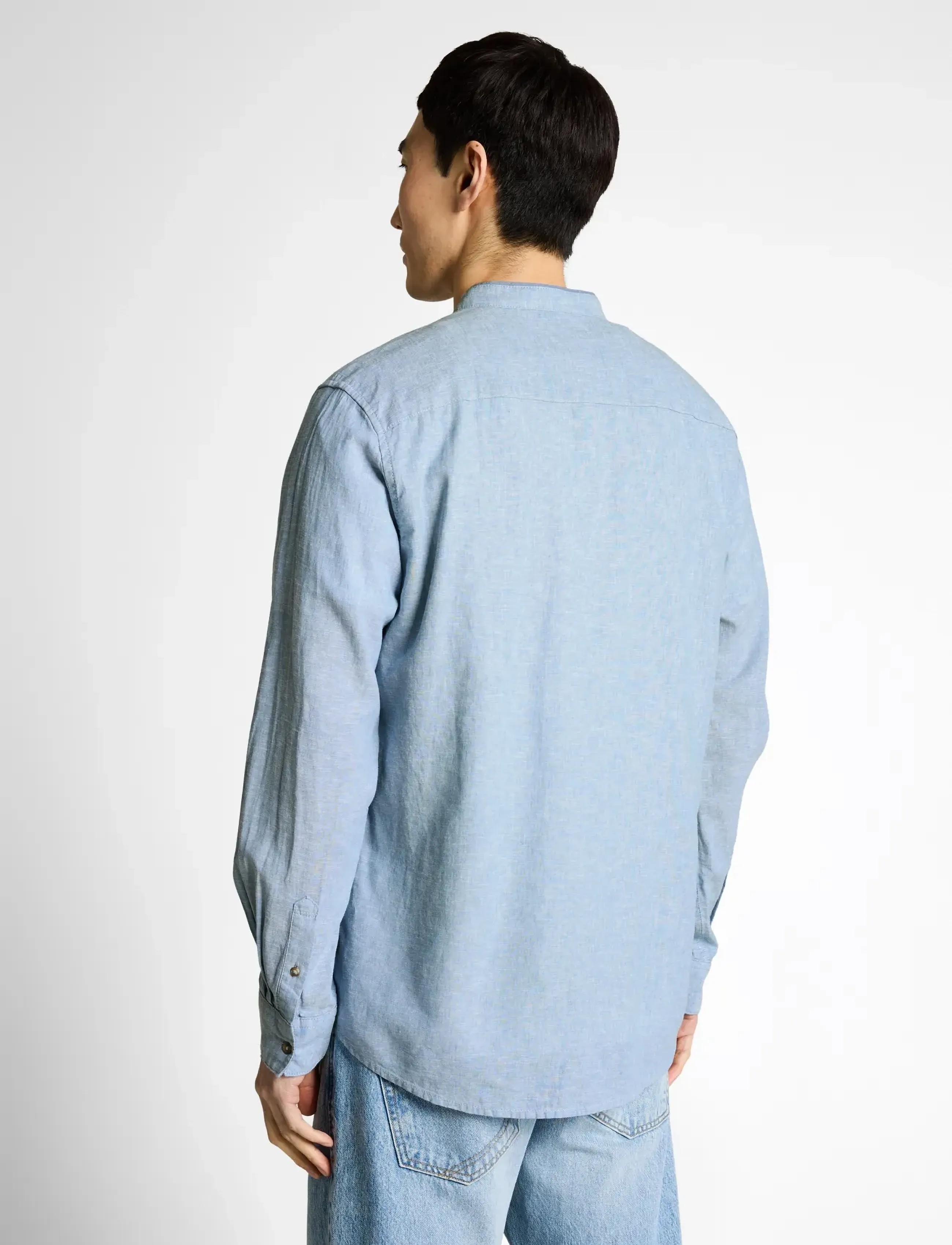 Tom Tailor - cotton linen shirt - pellavakauluspaidat - bleeched blue chambray - 2