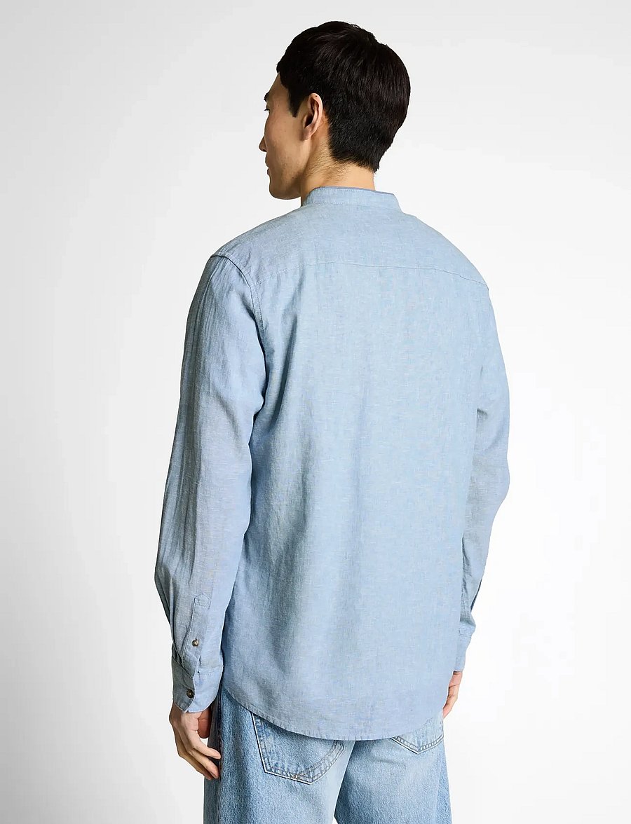 Tom Tailor - cotton linen shirt - linen shirts - bleeched blue chambray - 2