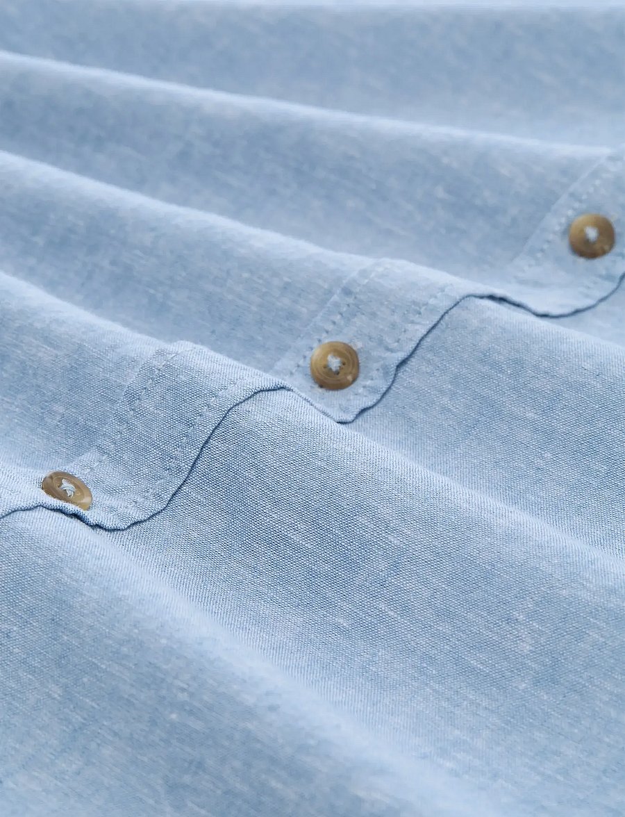 Tom Tailor - cotton linen shirt - linen shirts - bleeched blue chambray - 5
